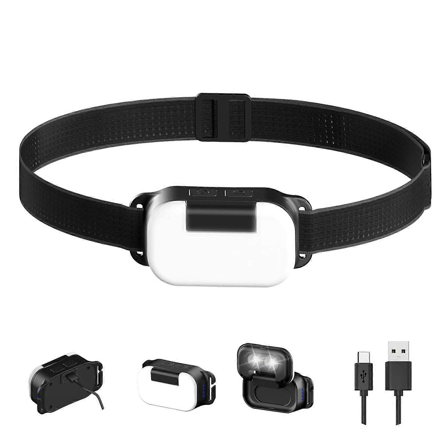 LED Headlamp, Flip 180 Adjustable Multi Head Lamp, 7 Modes Rechargeable Head Lights for Forehead, Lightweight Headlight with Adjustable Headband, Runn