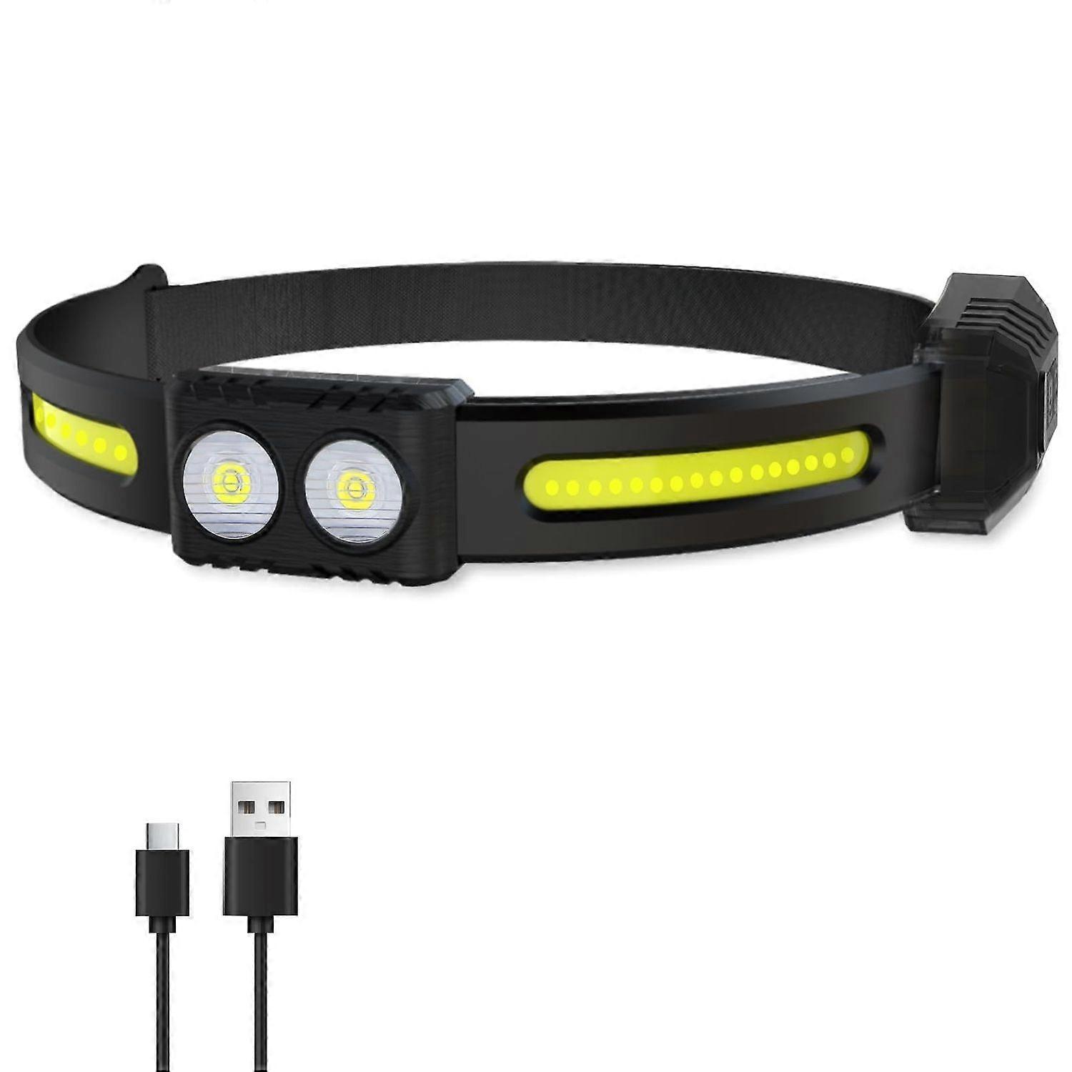 LED Headlamp Rechargeable for Adults 2PCS, 230 Wide Beam Head Lamp with Red Light and Motion Sensor, Waterproof Head Light Flashlight for Hiking, Runn