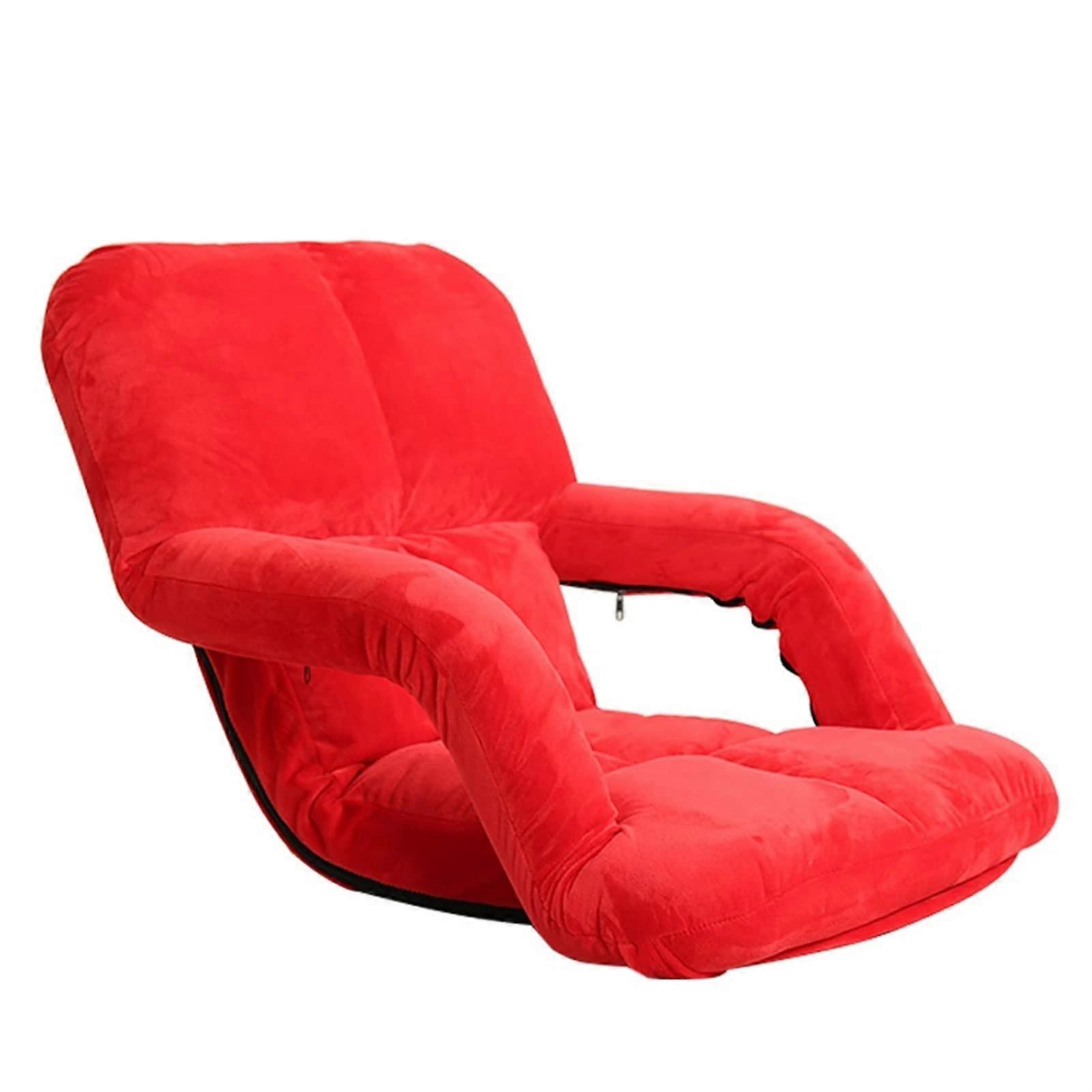 Folding Floor Sofa Chair For Stadiums And Camping With Armrests And Backrest 36.2x22.8in Red
