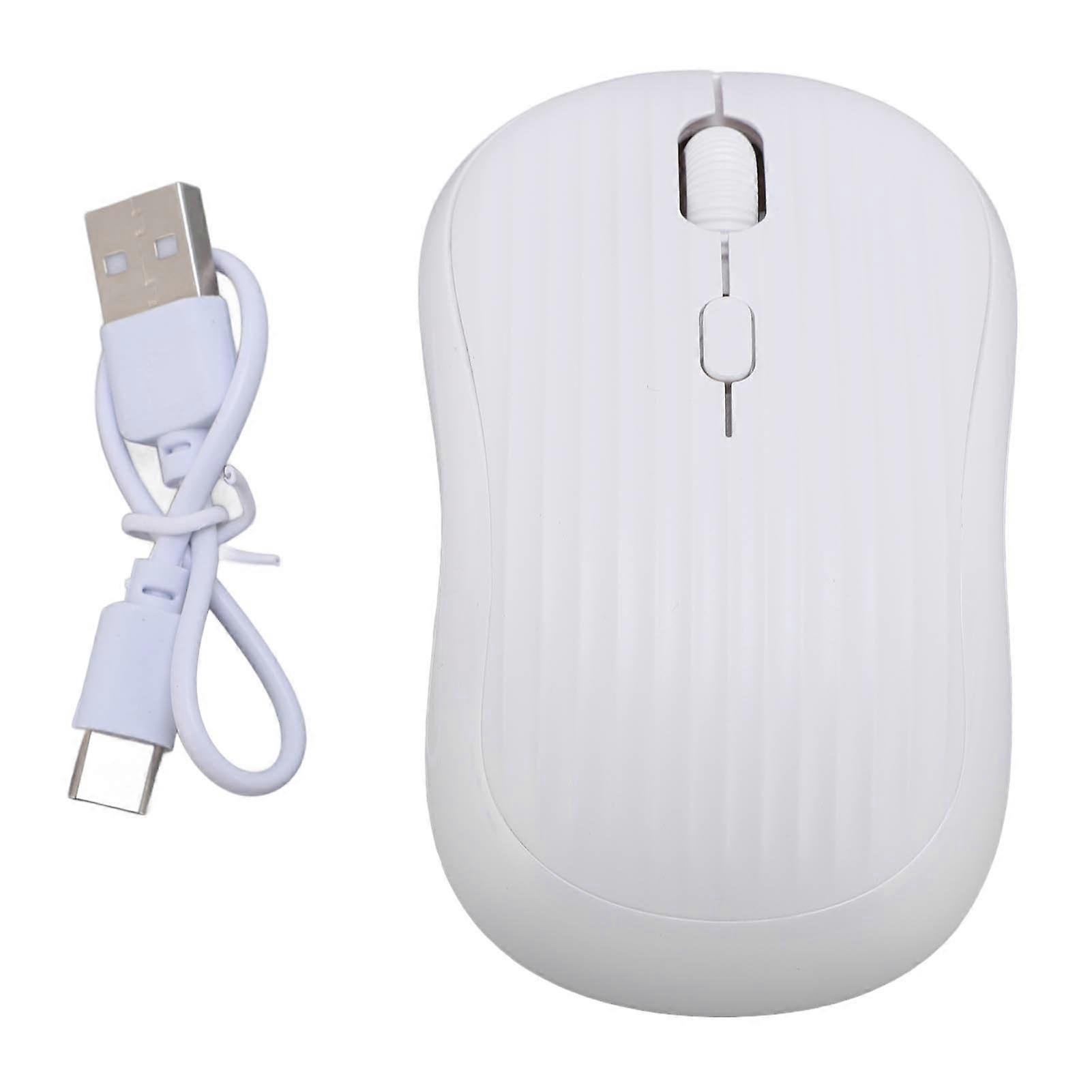 Wireless Bluetooth Mouse 3 Adjustable DPI Silent Portable Dual Mode 2.4G and Bluetooth Rechargeable Computer Mouse for Laptop Notebook PC White