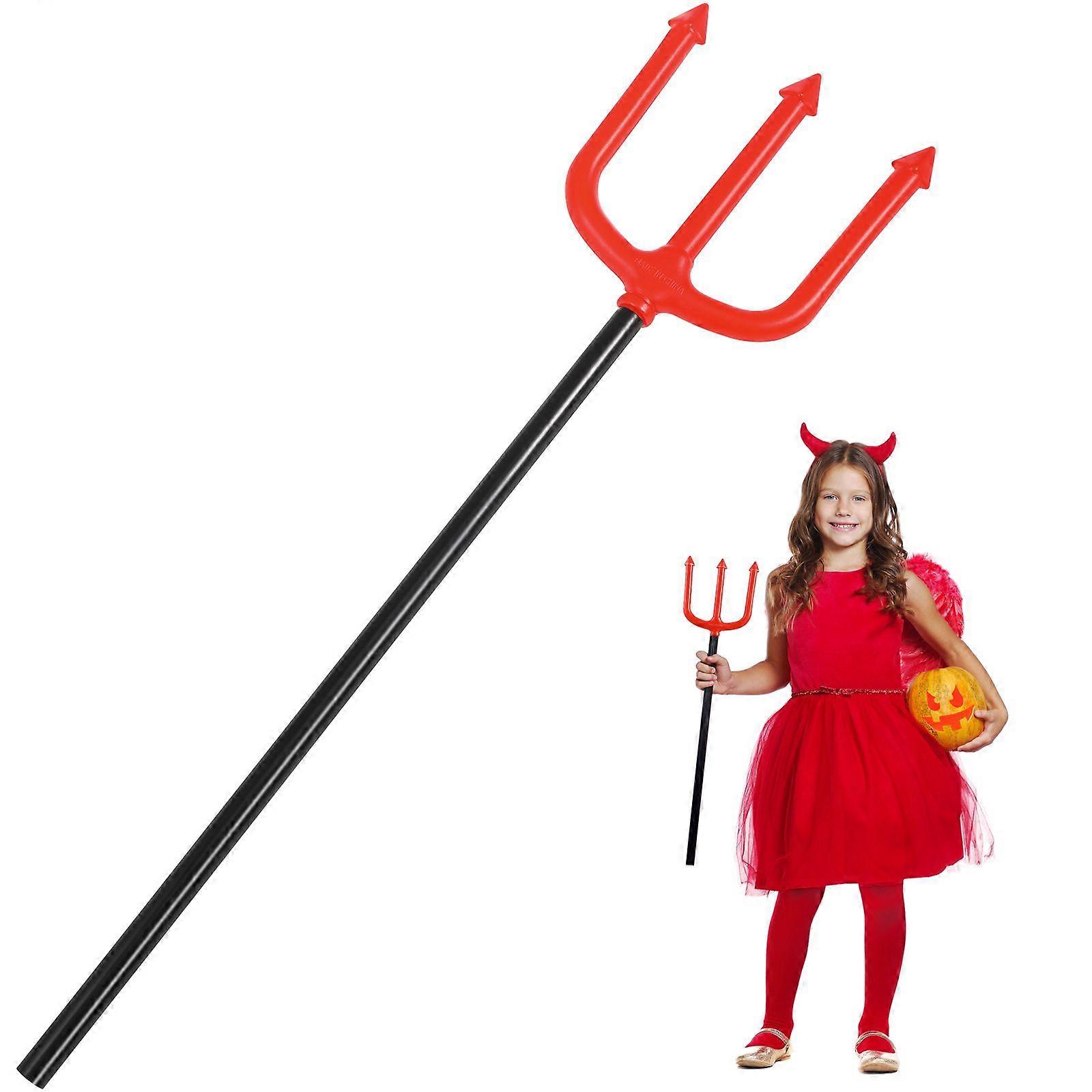 Pitchfork Plastic Cattle Fork Toy Halloween Costume Accessory Party Decoration (Red)