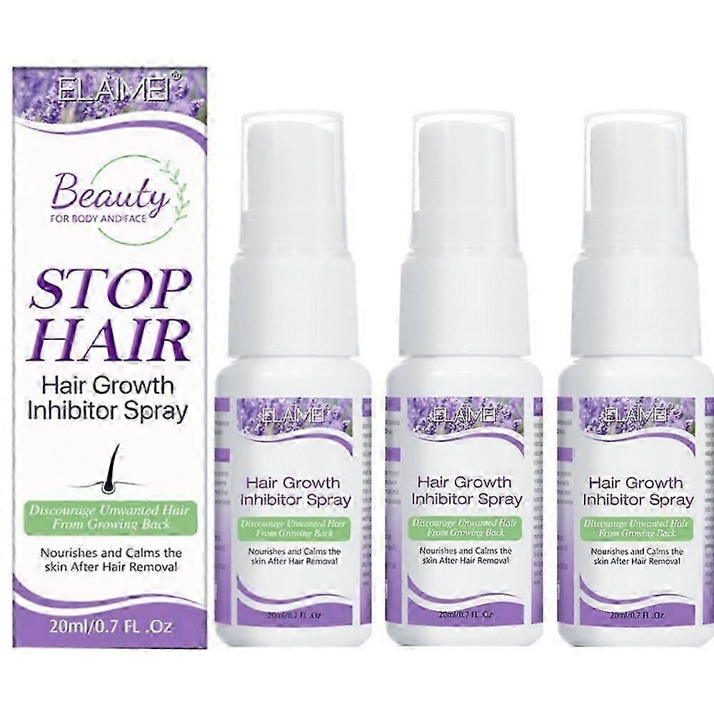 3X New Permanent Stop Hair Growth Inhibitor Spray Painless Hair Removal for Men & Women