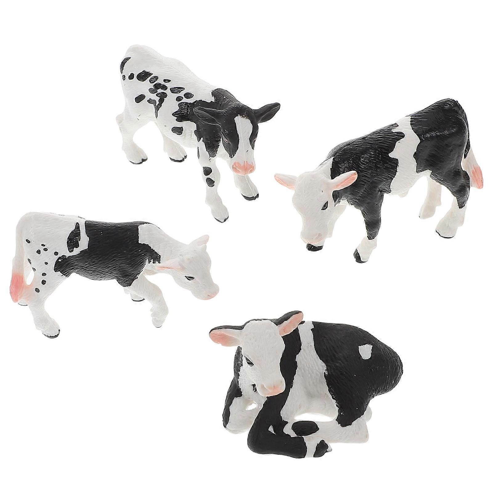 Animal Model Farm Cow Toy for Kids Realistic Simulation 4Pcs Set