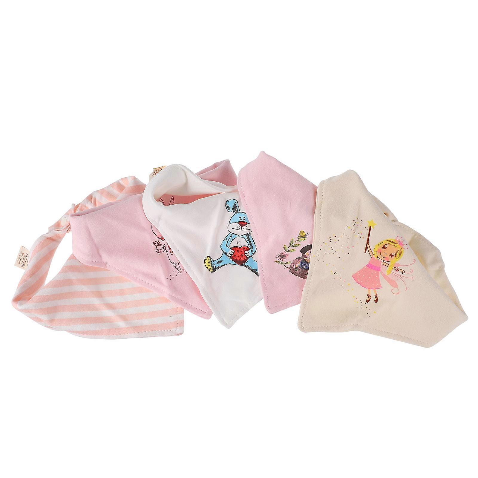 Toddler Cotton Bibs Double-Layer Press Button Handkerchief for Infants Assorted from Water 5Pcs