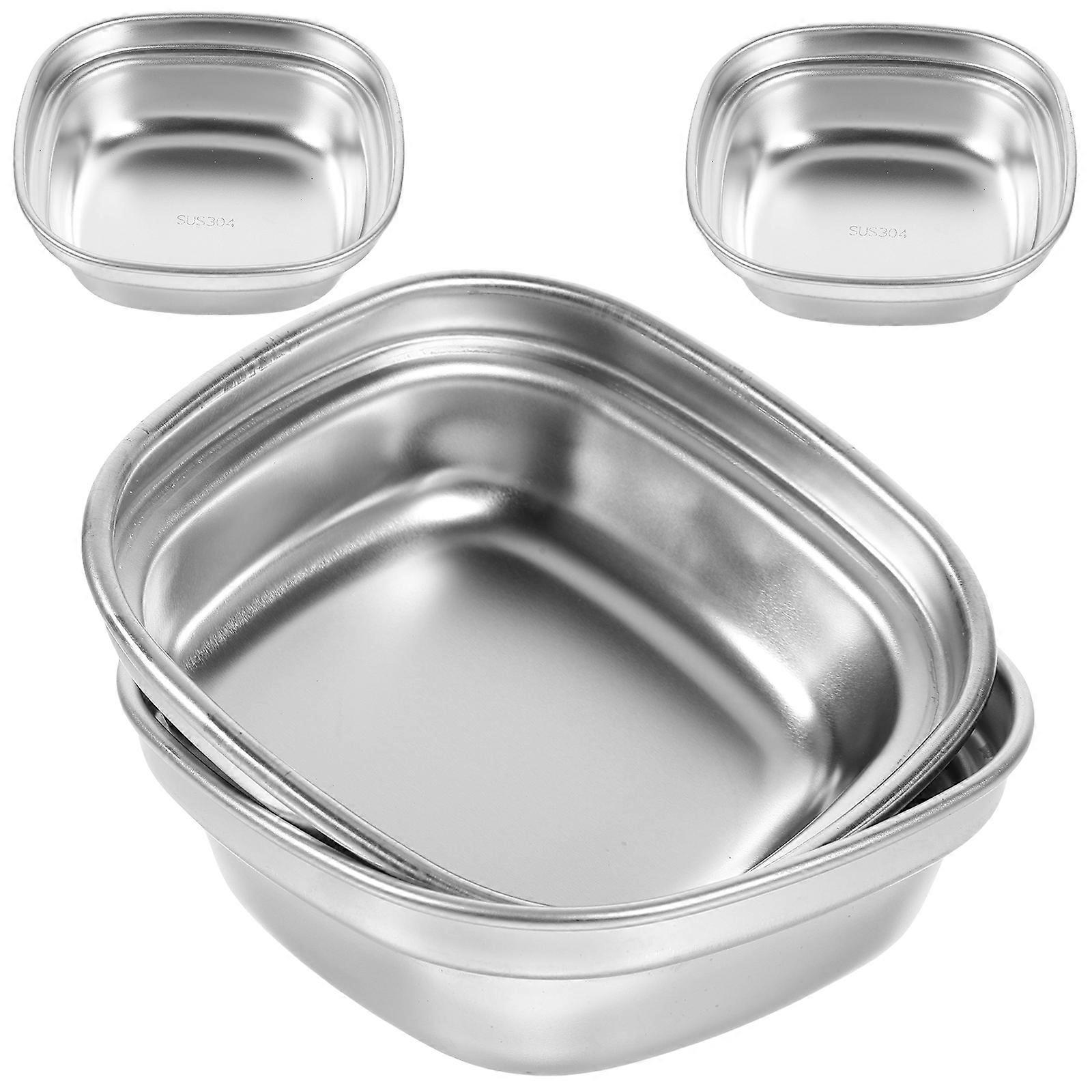 Stainless Steel Sauce Dish for Serving with 4Pcs Dipping Bowls