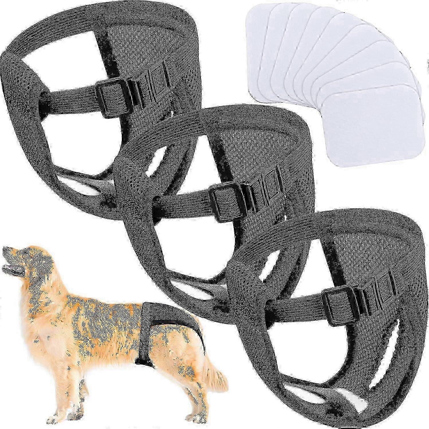 3 Pack Dog Season Pants Dog Nappies with 9 Sanitary Pad Washable Protective Trousers for Female Dogs in Heat Monthly Bleeding Washable Protective Pant