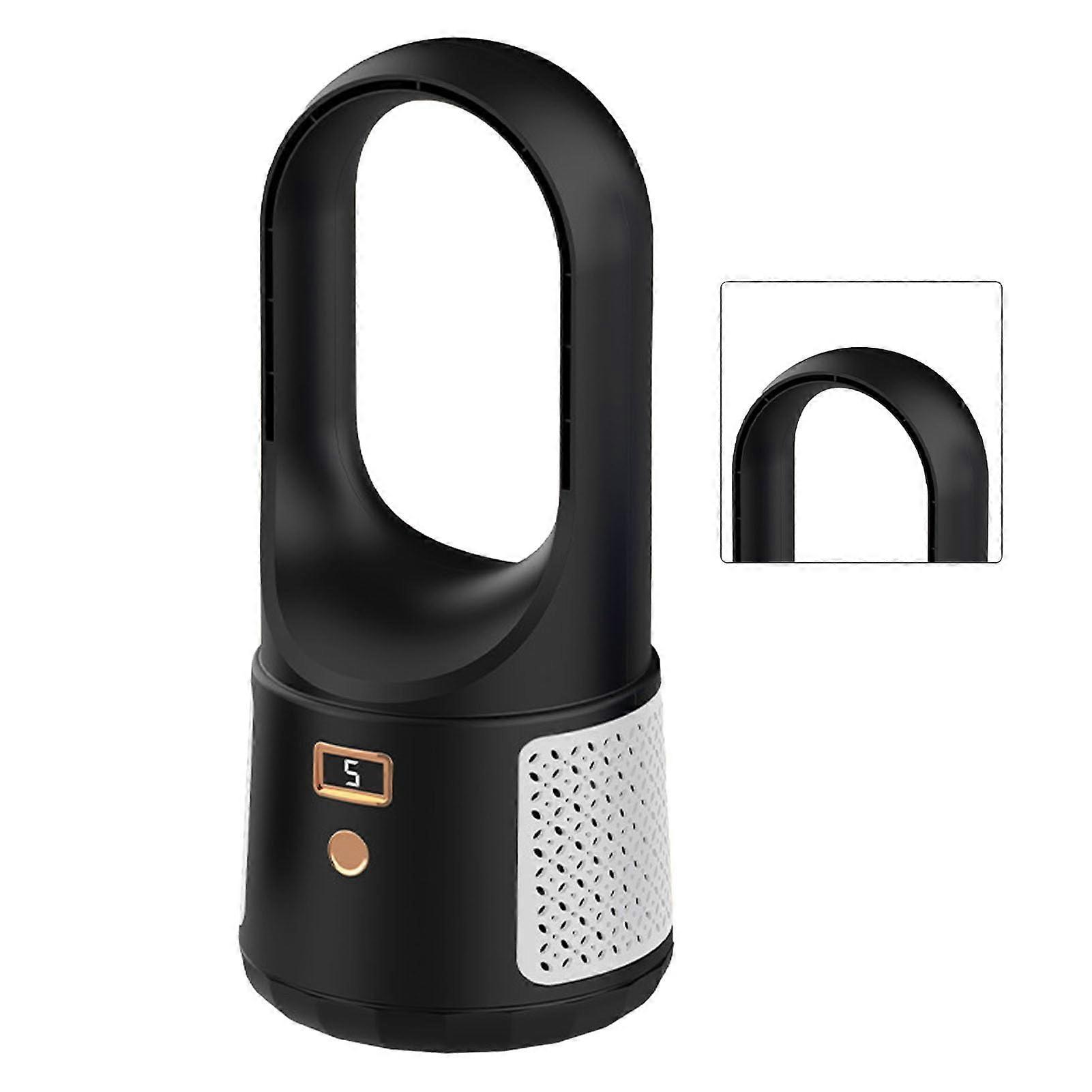Tower Fan Bladeless 6Speed USBPowered LED Display LowNoise Desktop Fan for Family Office Dormitory Black