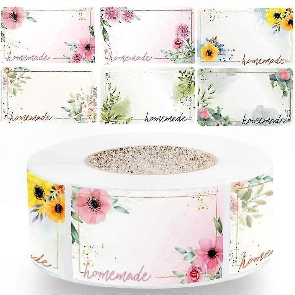 500 Count Floral Rectangle Stickers, Self-Adhesive Jar Labels for Jam, Honey, Spice Containers and Candy Jars