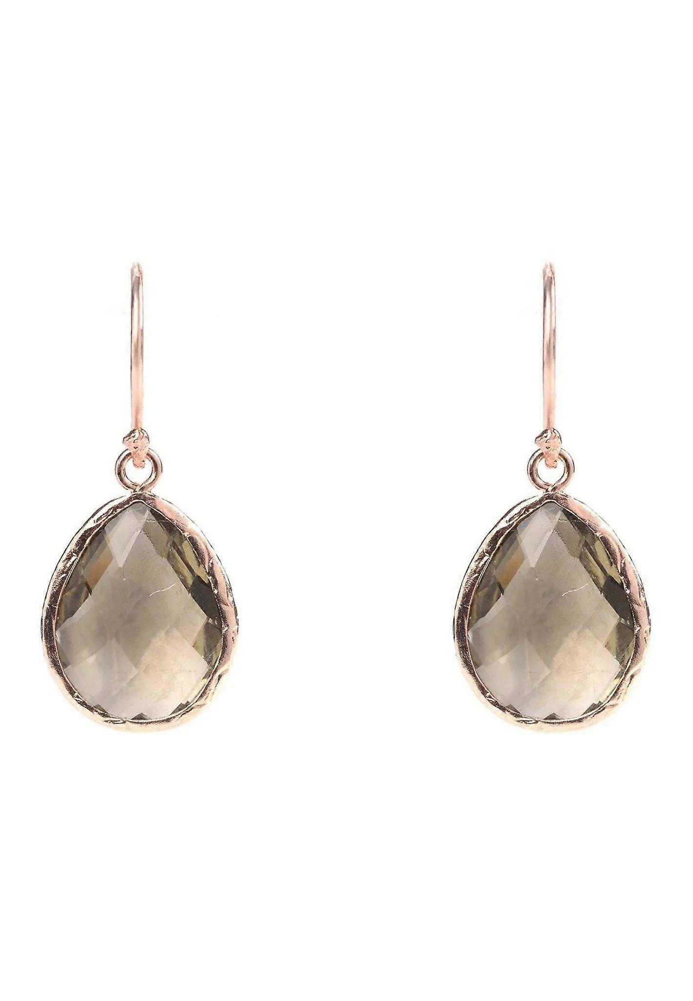 Latelita Petite Drop Earrings, 3cm Rose Gold Smokey Quartz for Women