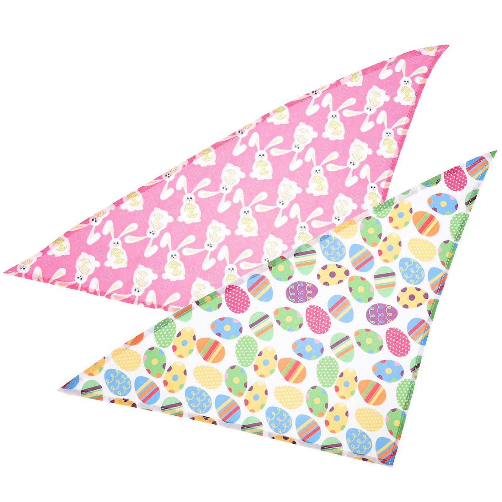 Pet Dog Bandana Easter Rabbit Pattern for Pet Use with 2Pcs Pack