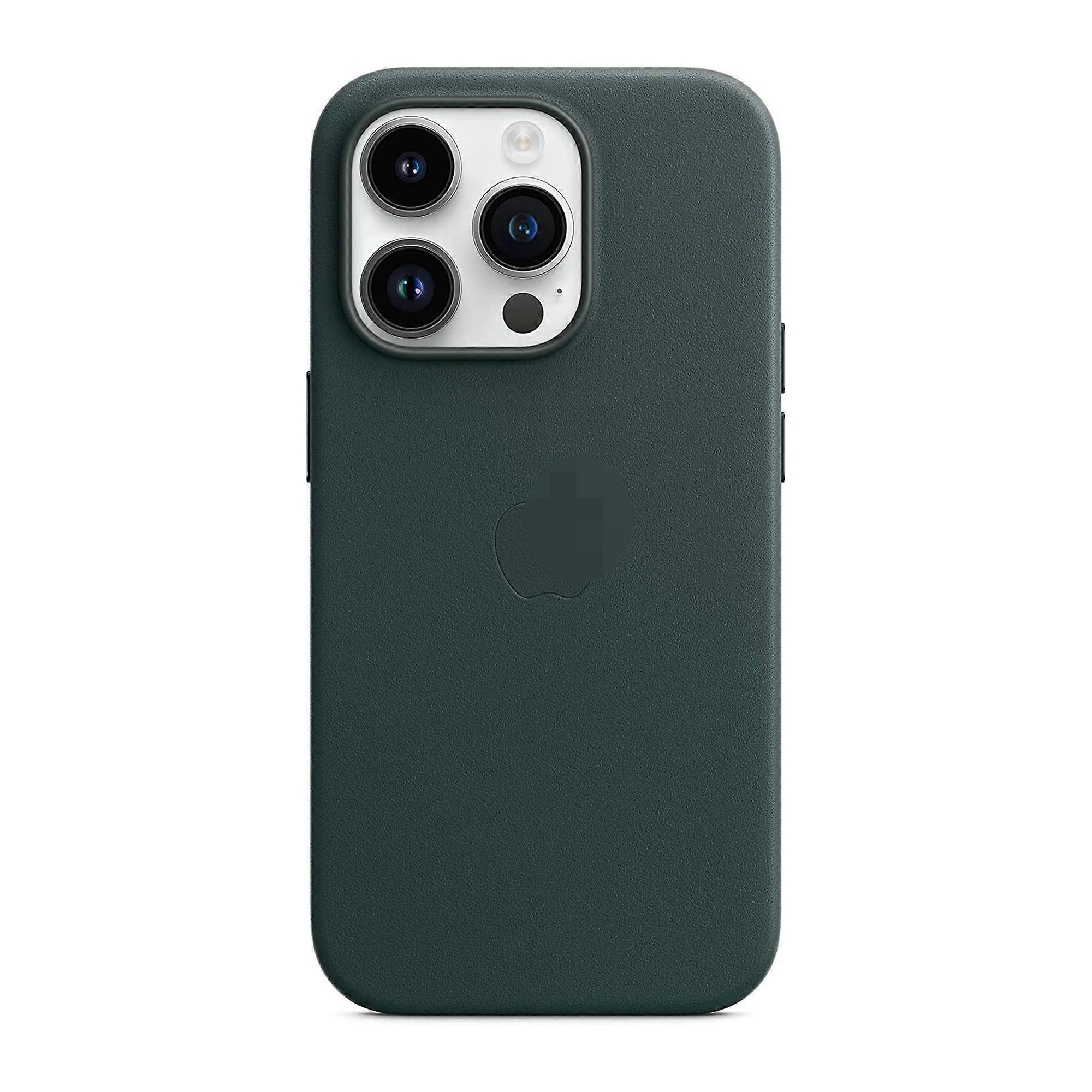 Compatible with iPhone 14 Pro Leather case with MagSafe Elegant Business -Forest Green