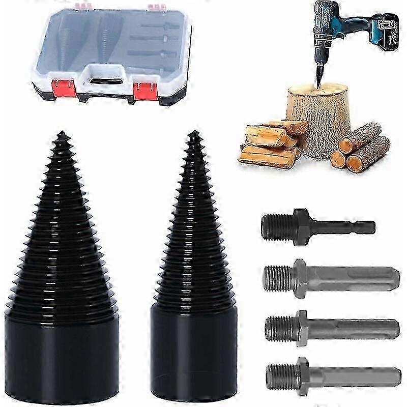 Cone Drill Log Splitter 42 Mm And 32 Mm, Wood Splitter, Conical Wood Screw For Step Drill Cutting Firewood Log Splitter Steel Cone High Speed Drill