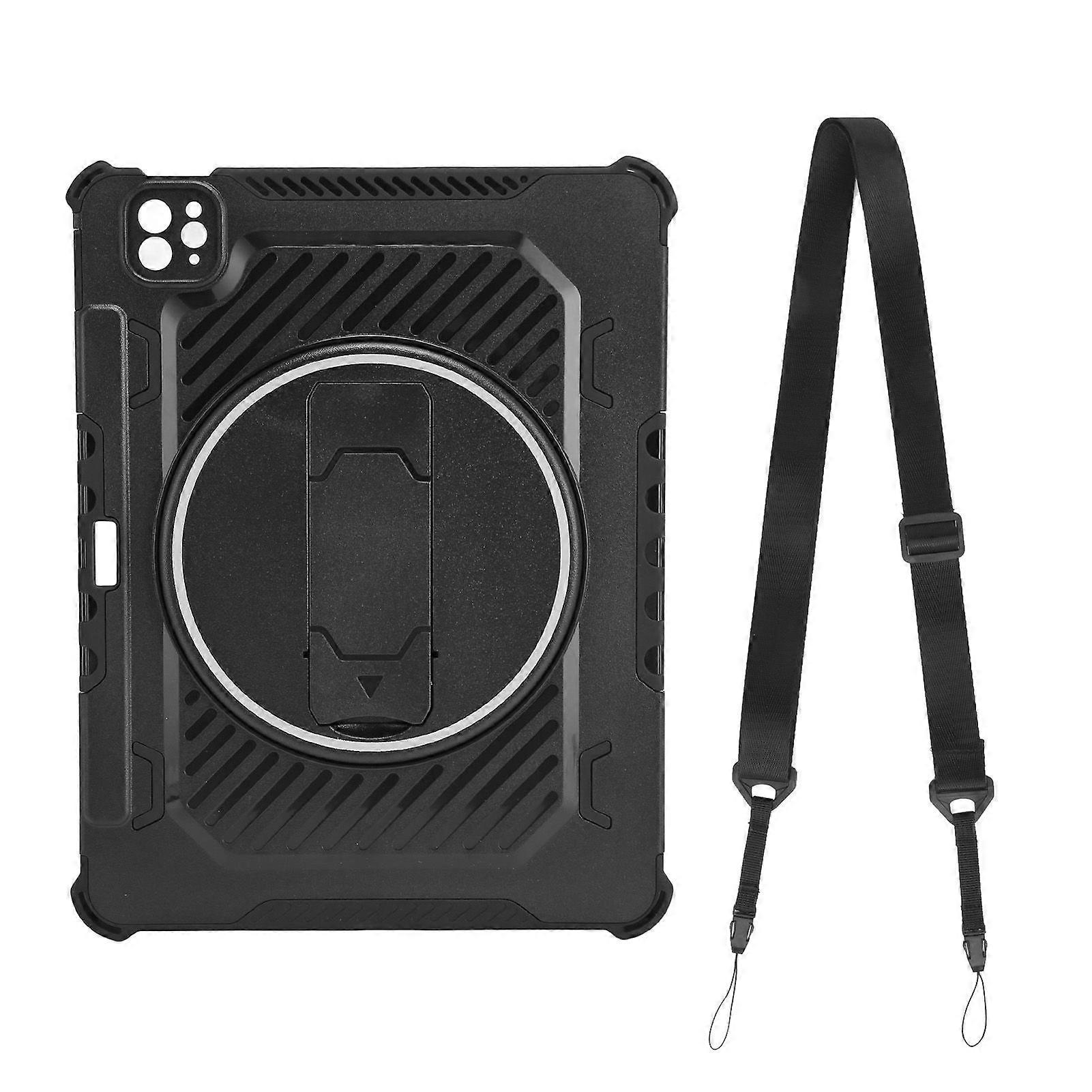 Tablet Case Ultra Thin Heavy Duty Shockproof Drop Proof Tablet Protective Cover with Shoulder Strap for IOS Tablet Black