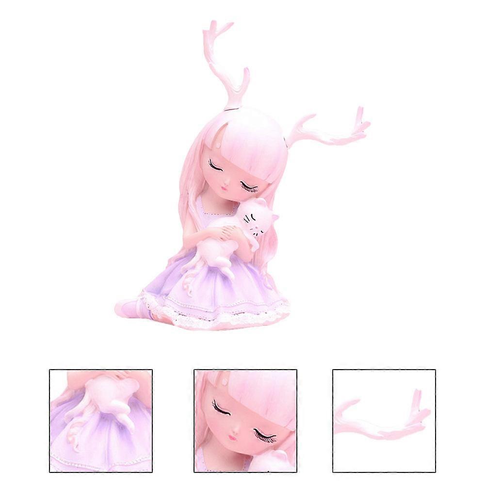 Pink Resin Deer Ornament Statue for Decoration Home Desk Decor