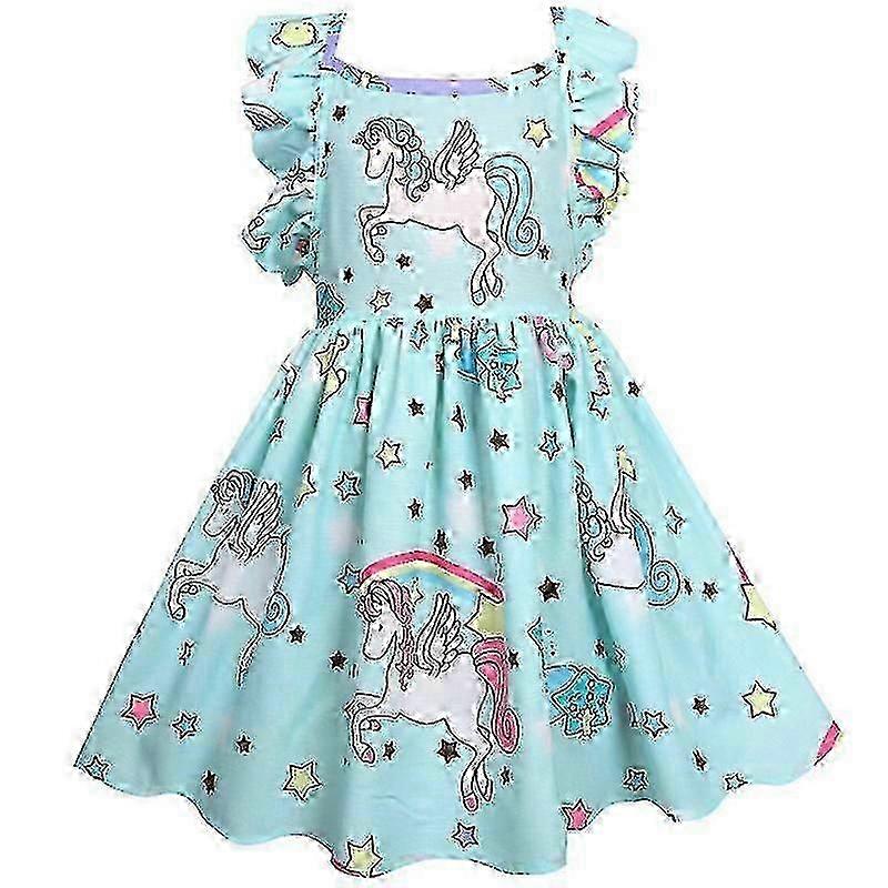 Yaz Partileri İçin Mükemmel Kızlar İçin Unicorn Temalı Rahat Salıncak Elbiseler