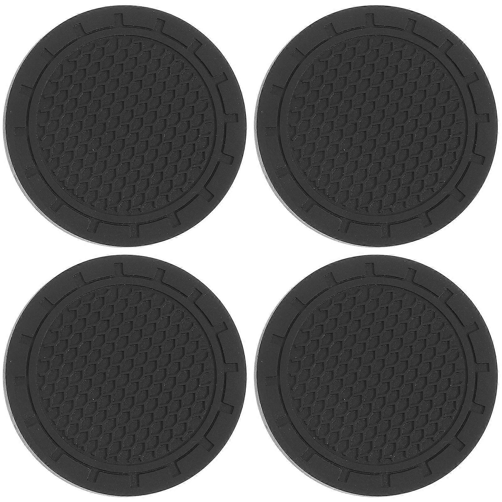 Car Non-Slips Coaster Mat Cup Mat for Cup Use 4Pcs Black PVC Pads