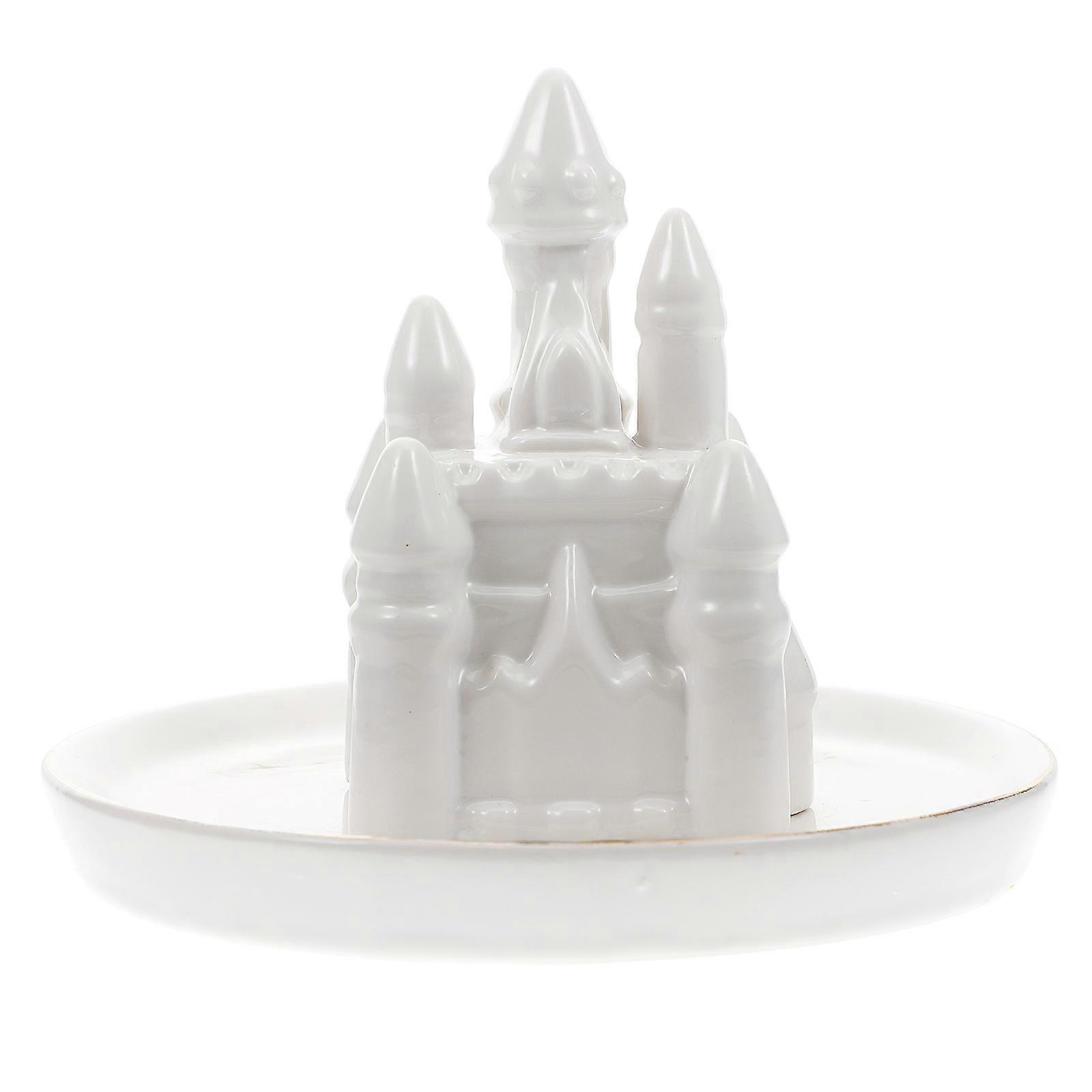 Creative White Ceramic Jewelry Tray for Storage Castle Design Plate