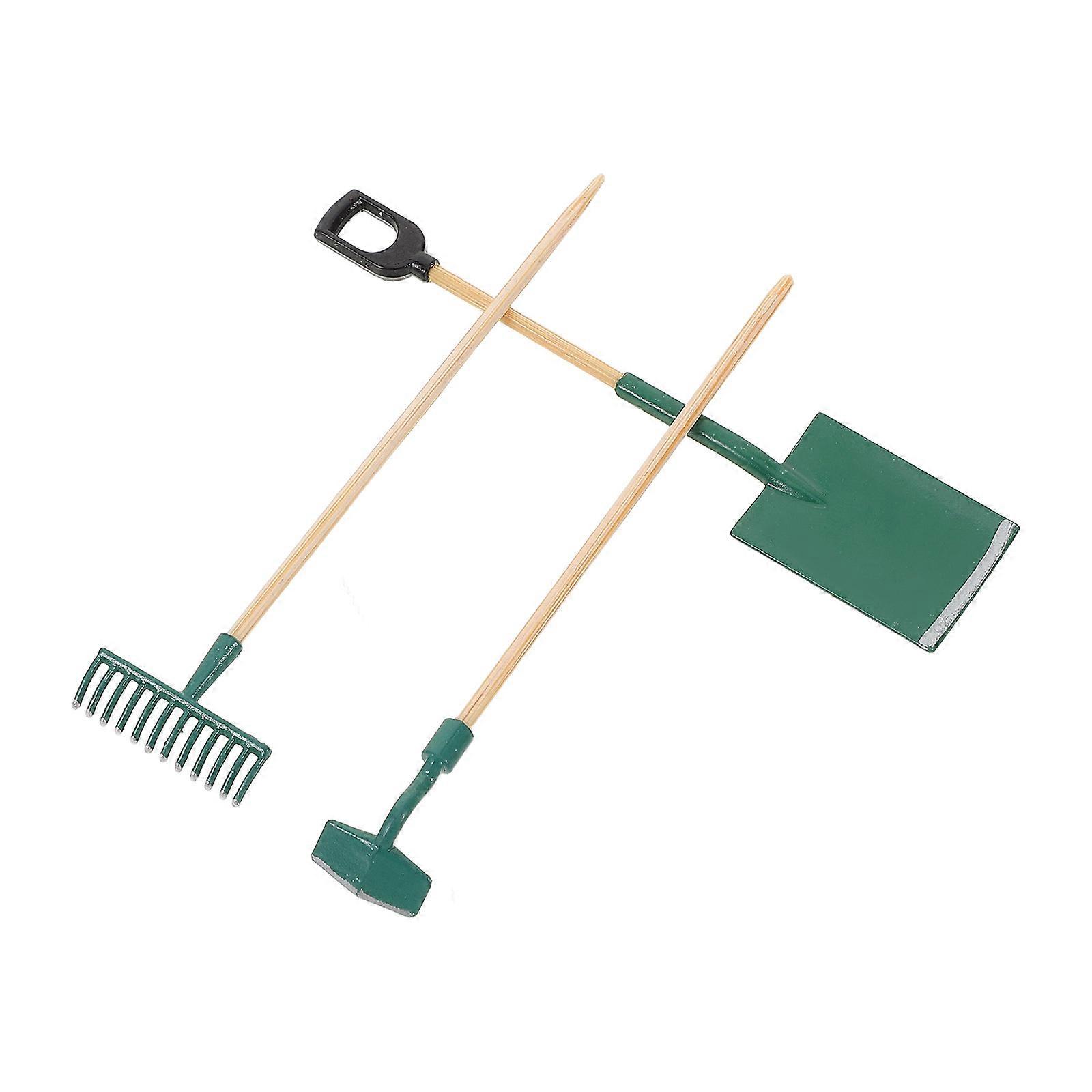 Miniature Dollhouse Garden Tools 12Sets for Decoration with Rake and Hoe