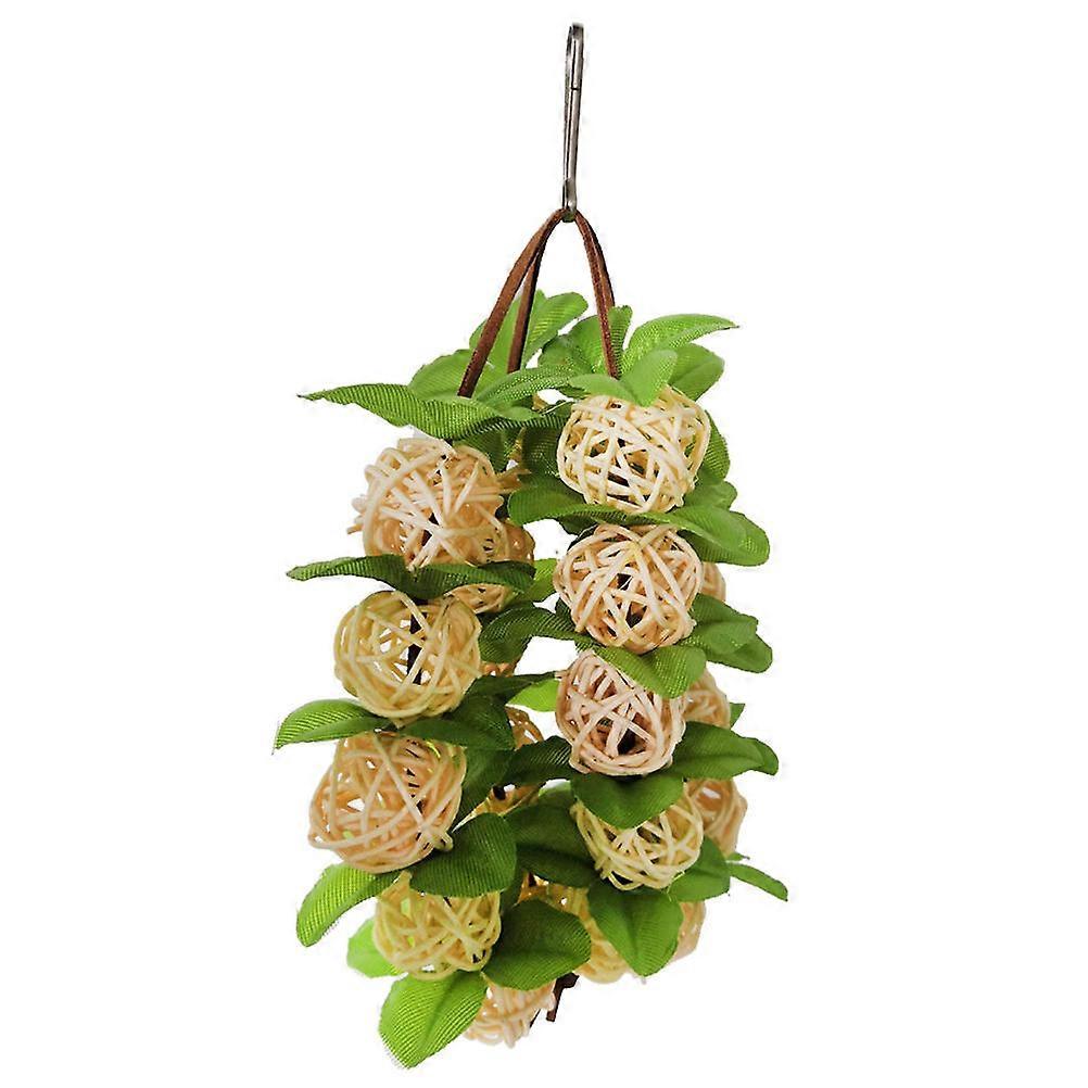 Parrot Toy Rattan Ball for Bird Nibbling Plaything 2 Strings Supply