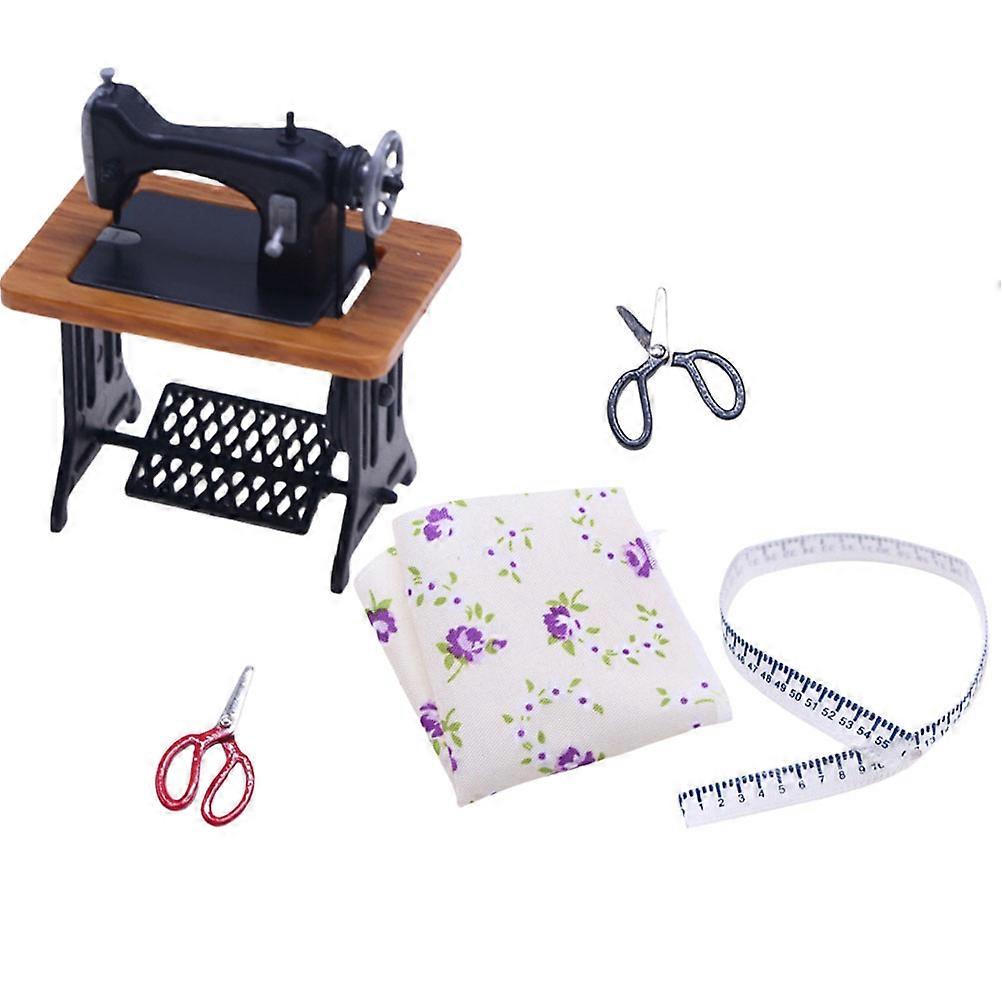 Dollhouse Accessories Mini Sewing Machine for 5Sets Plastic Figurines