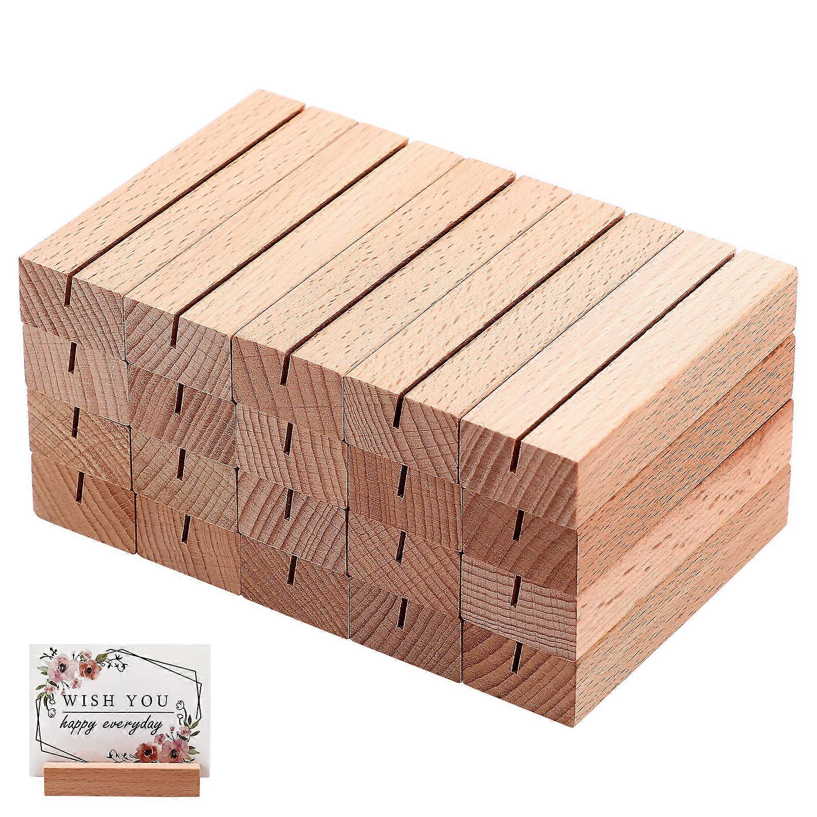 Table Number Holders Wooden Card Holder for Display 60Pcs Khaki Wood
