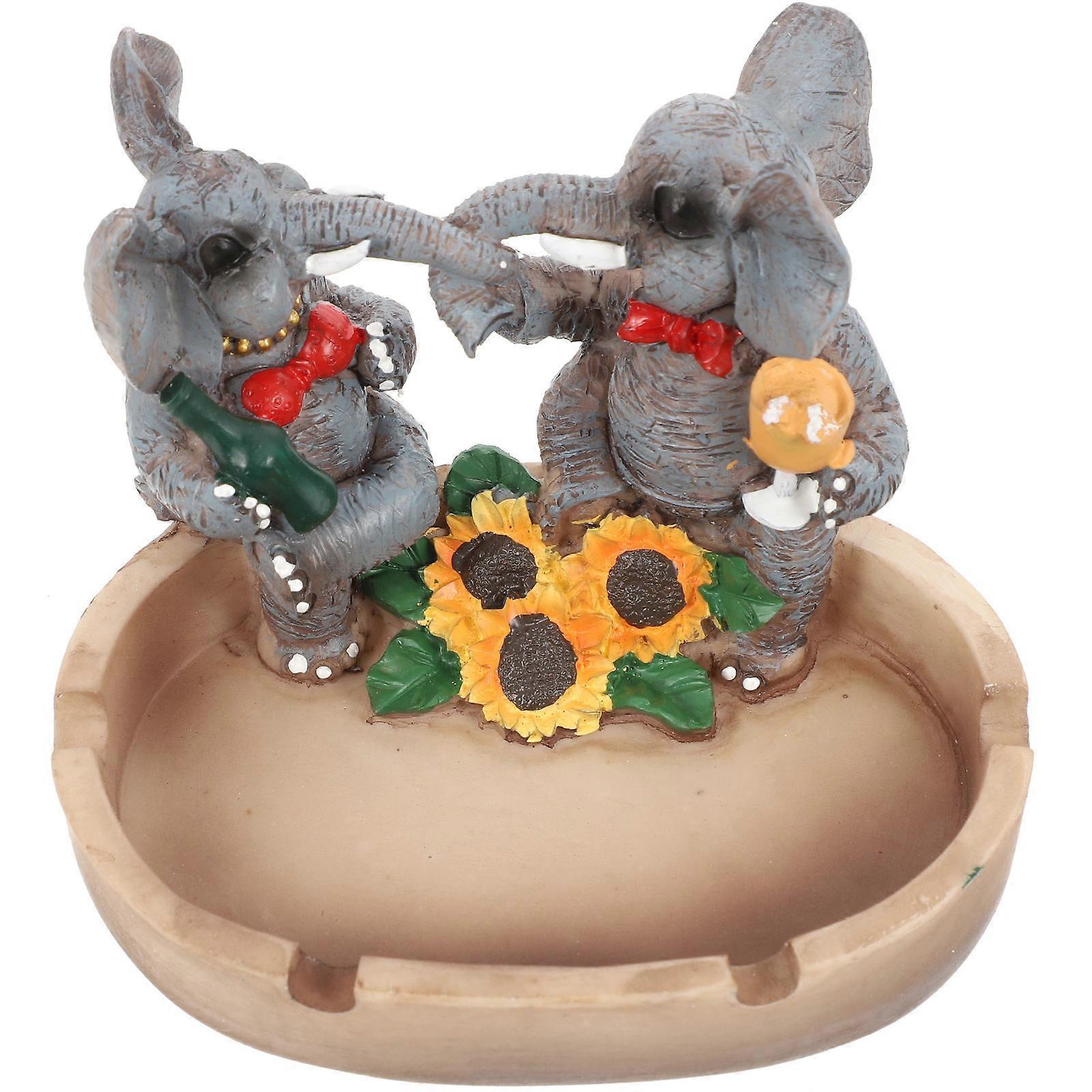 Creative Elephant Statue Ashtray 5Pcs Multi-Functional Table Ornament For Parties Restaurants Cafes Perfect For Ash Collection Storage