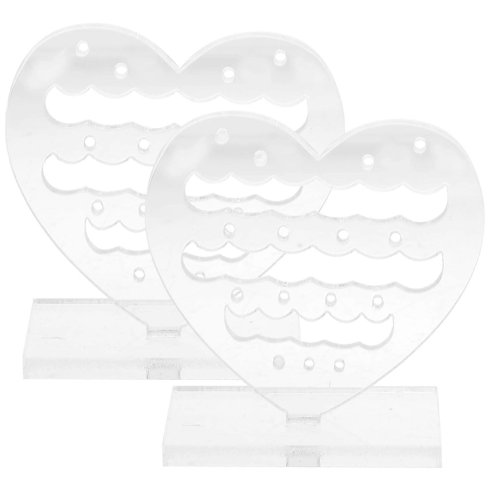 Women Earring Display Rack 2Pcs Heart Shaped Display Stand Transparent with Wear and Break Resistance