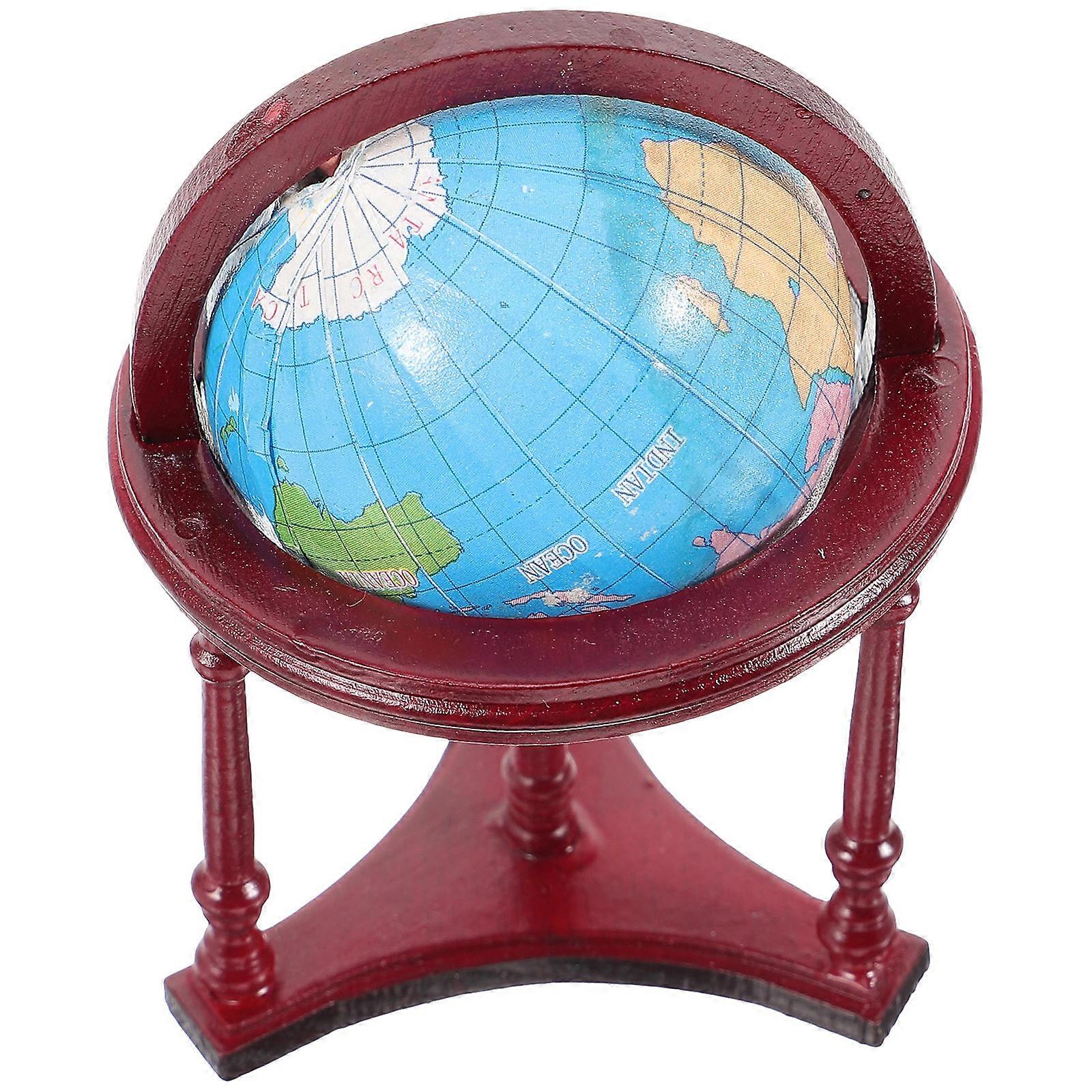 Doll House Miniature Globe Ornament for Display 2Pcs Black Birch Wood