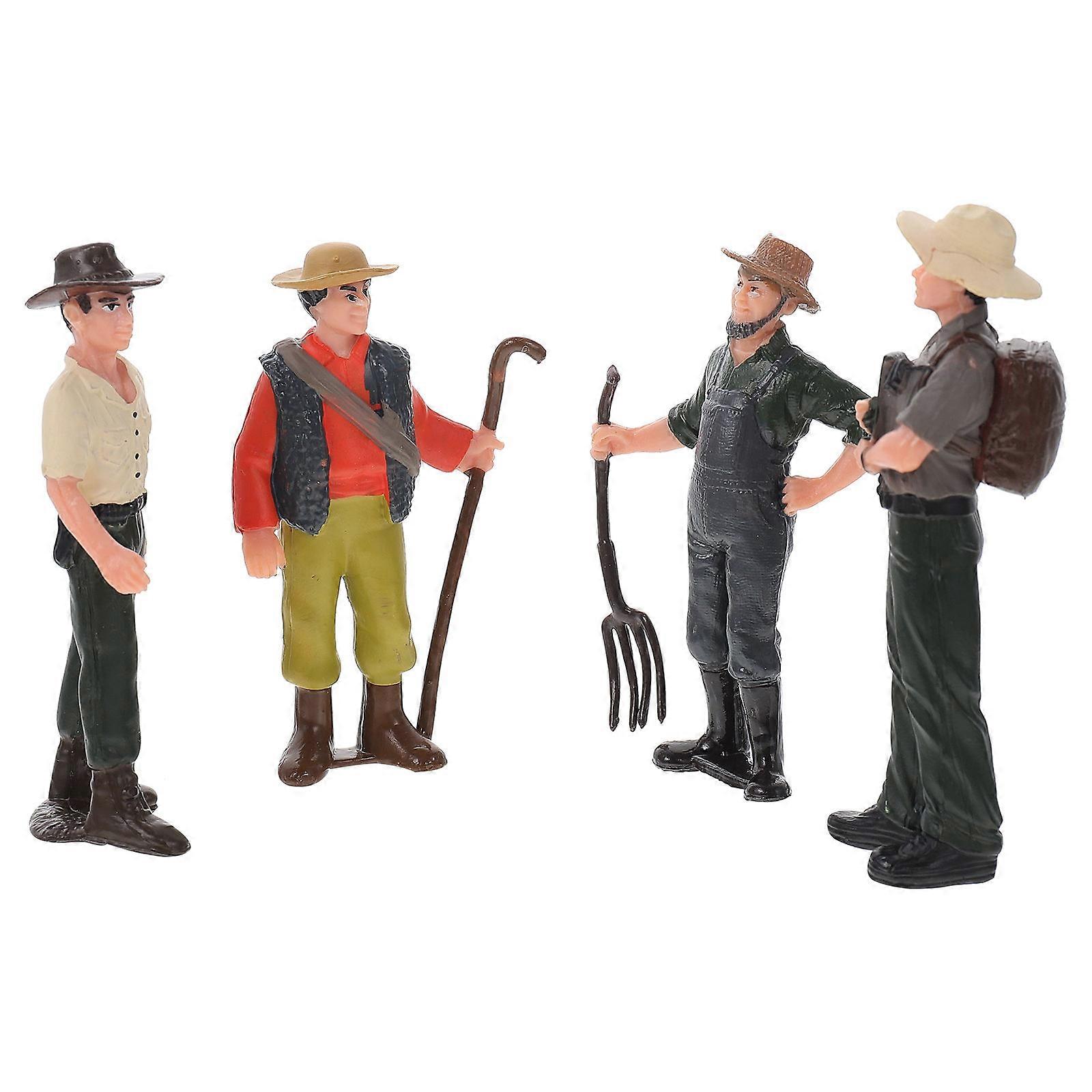 8 Pcs Simulation Farmworker Figurines Cartoon Style Models for Family Yard Decoration Collection