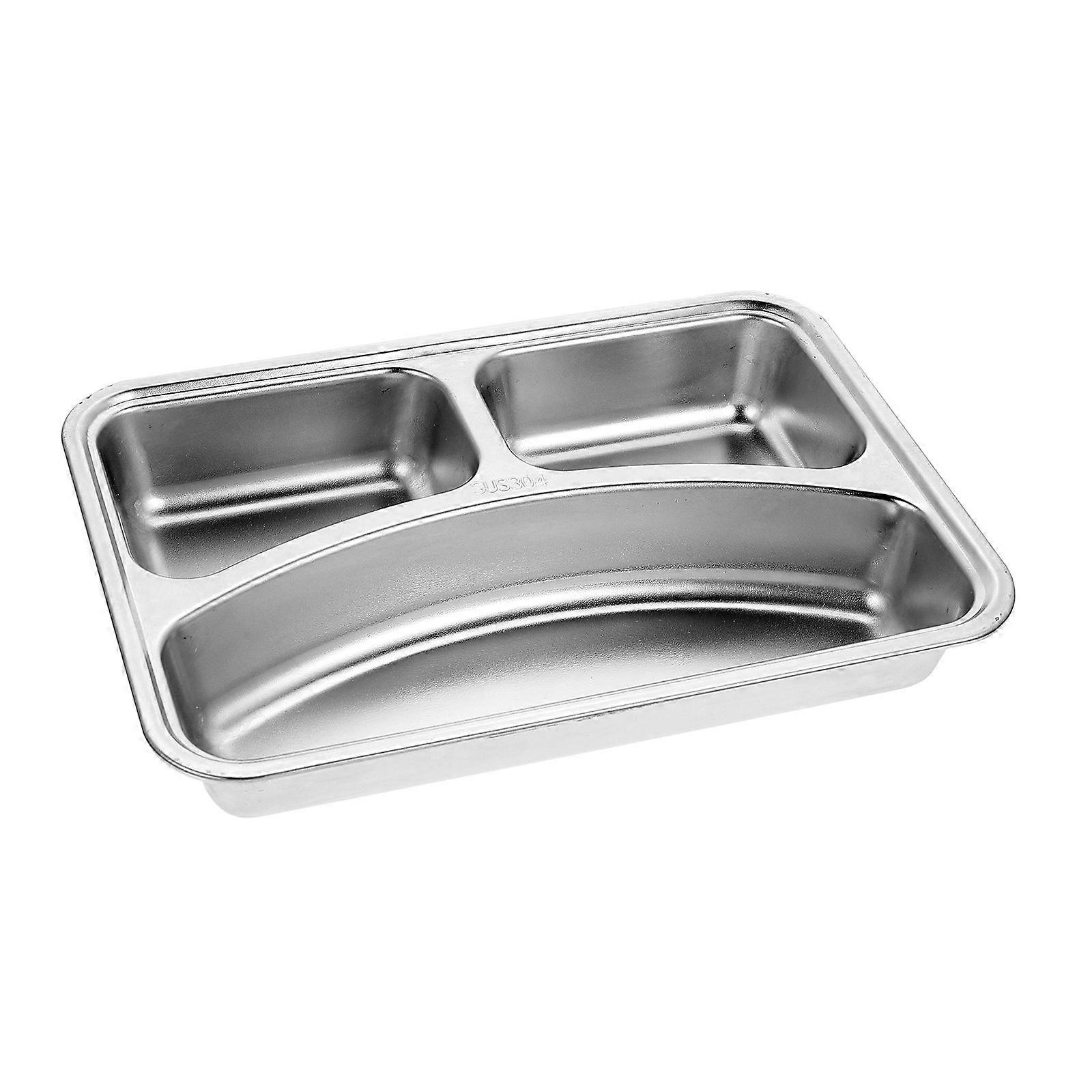 Stainless Steel Food Plate for Students Featuring Multi-Grid Compartments