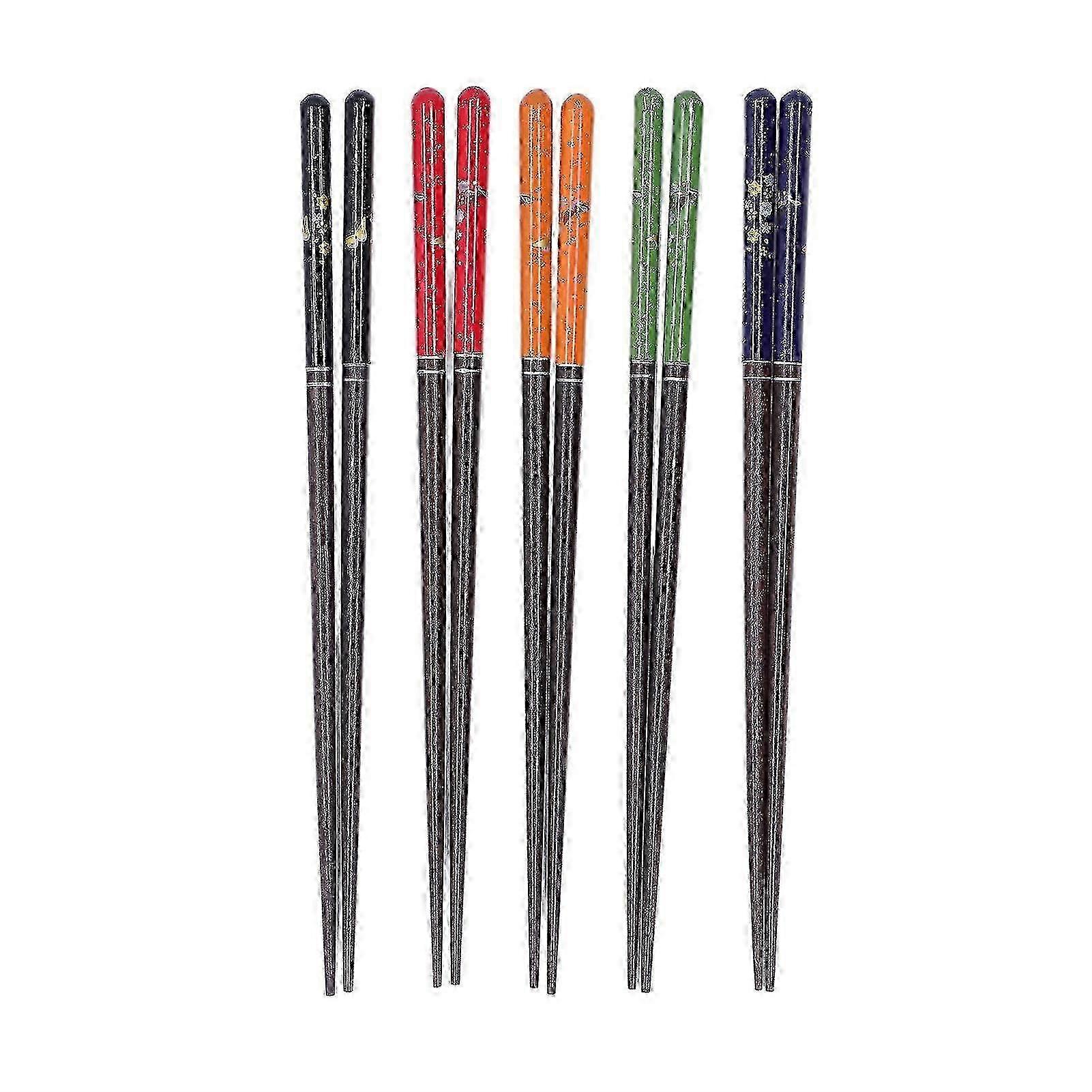 5 Pairs Reusable 23cm/9.1in Long Chopsticks for Various Brands Colorful Box Tableware