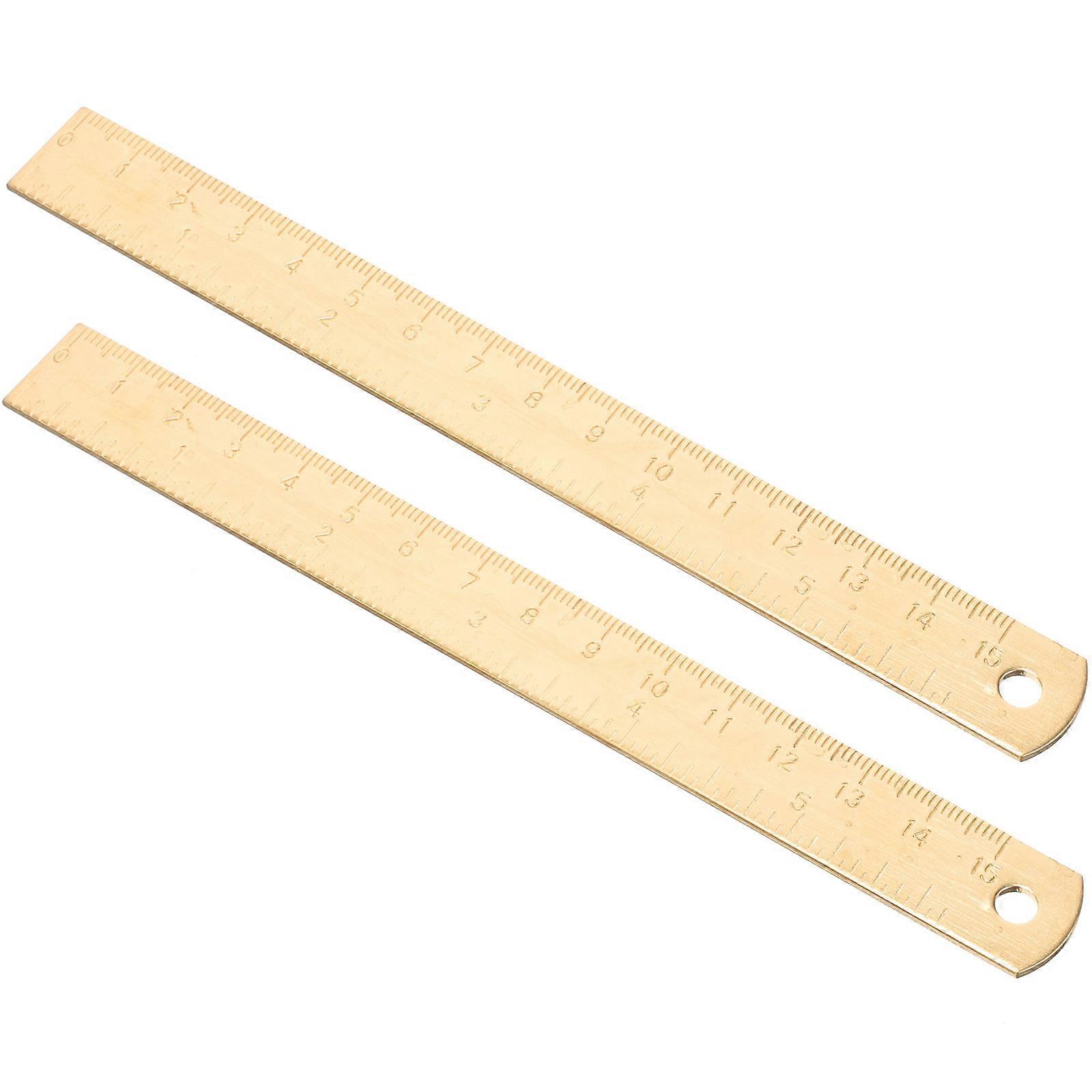 Copper Ruler Straight Measuring Tool for Student Use 2Pcs