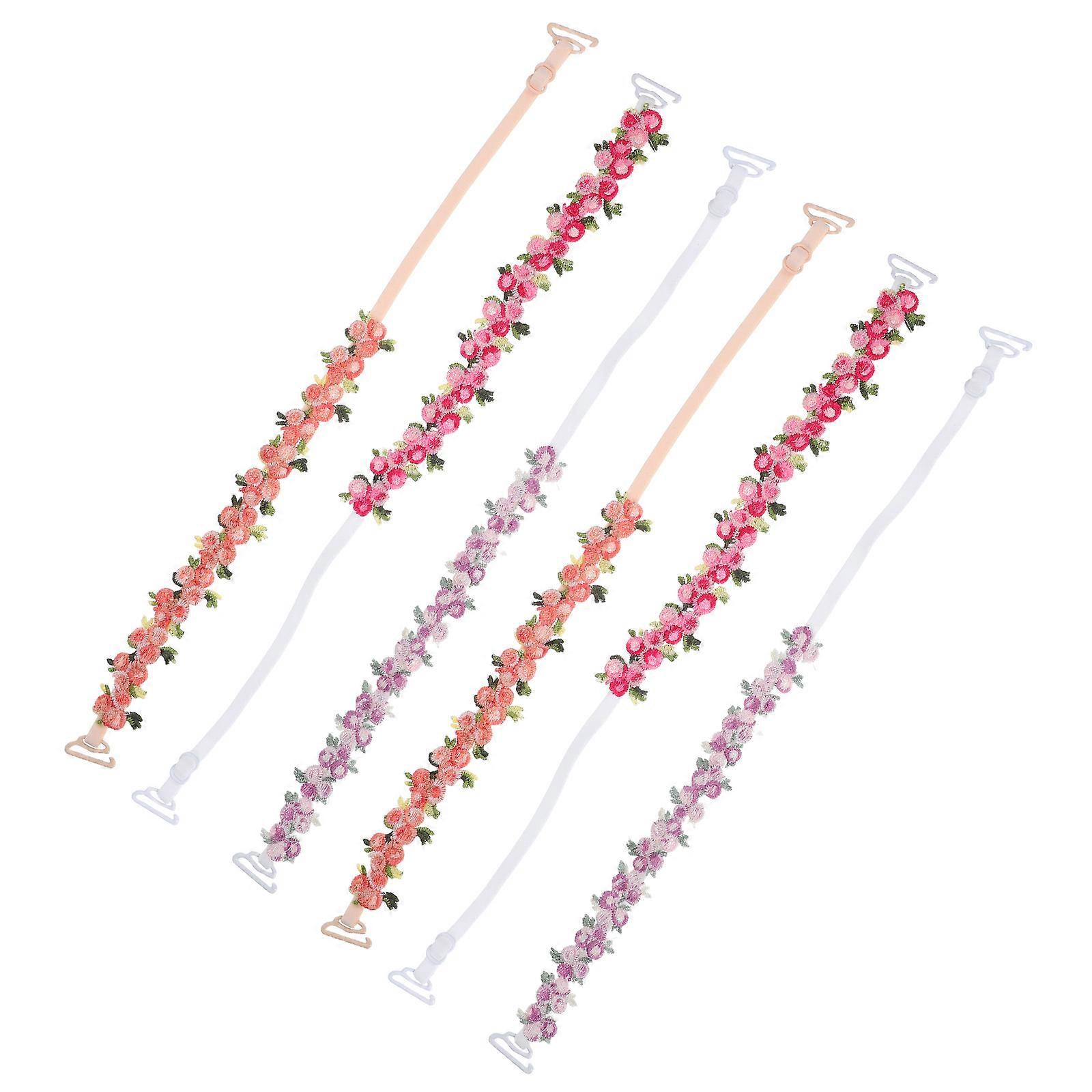 Embroidered Flower Bra Straps for Replacement Shoulder Strap 6Pairs