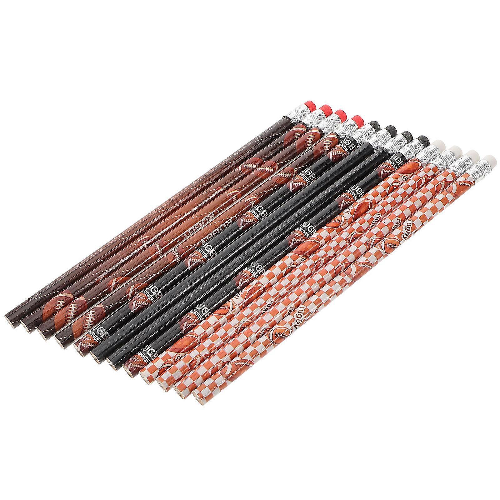 Wooden Sketching Pencils For School Projects With Erasers Sports Design 24Pcs