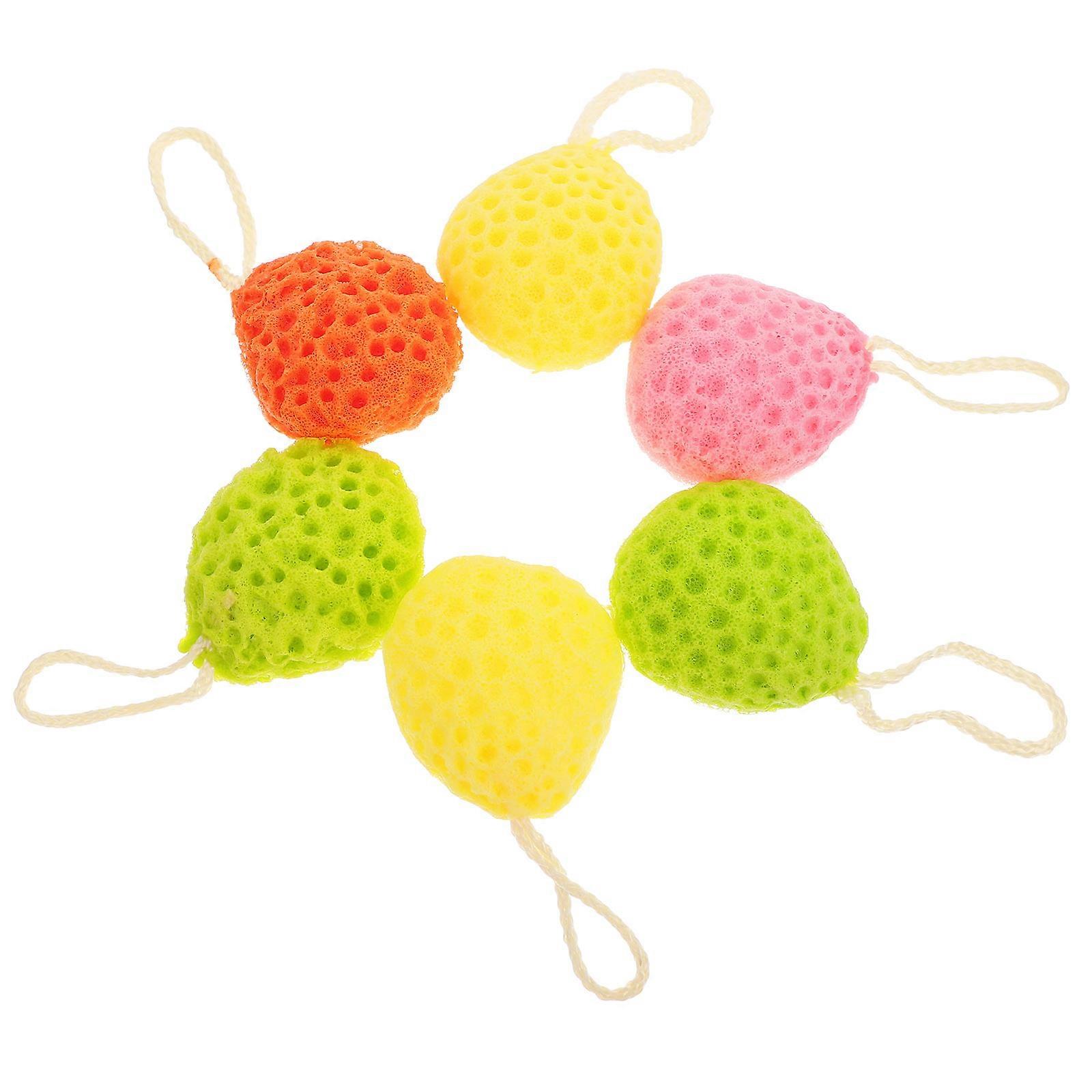 Massage Sponge Drop-Shaped Shower Bathing Body Scrubbers 6Pcs Assorted Color