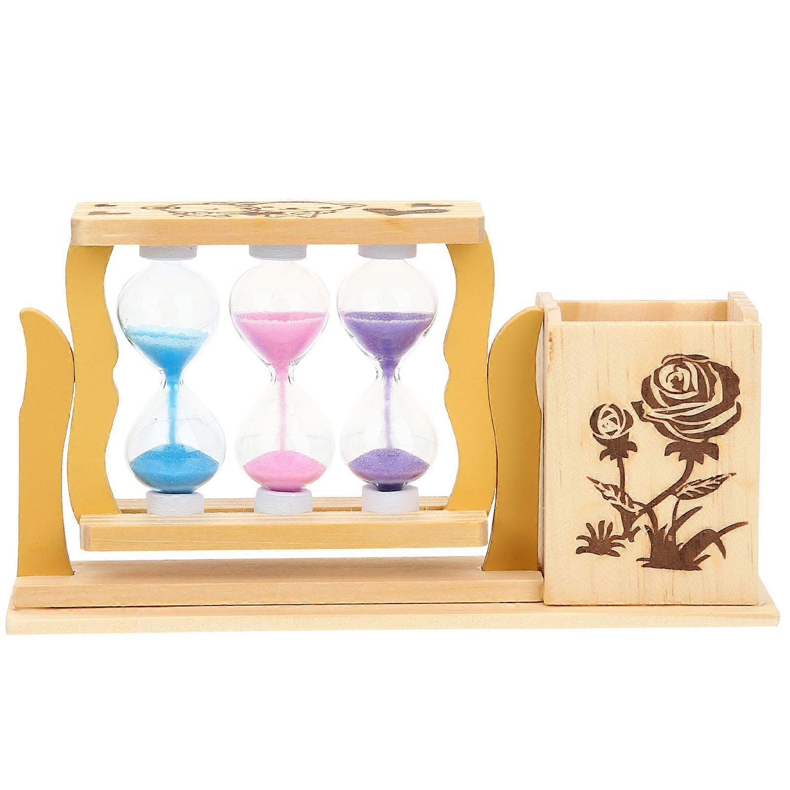 Rectangular Desktop Adornment Wood Pen Holder For Classmates Gift 3Pcs Storage Decorative Item