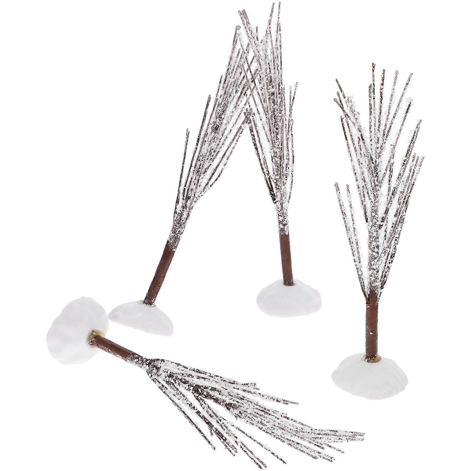 Iron Wire Tree Ornament for Desktop Decor 16Pcs DIY Snow Frost Tree Sculptures