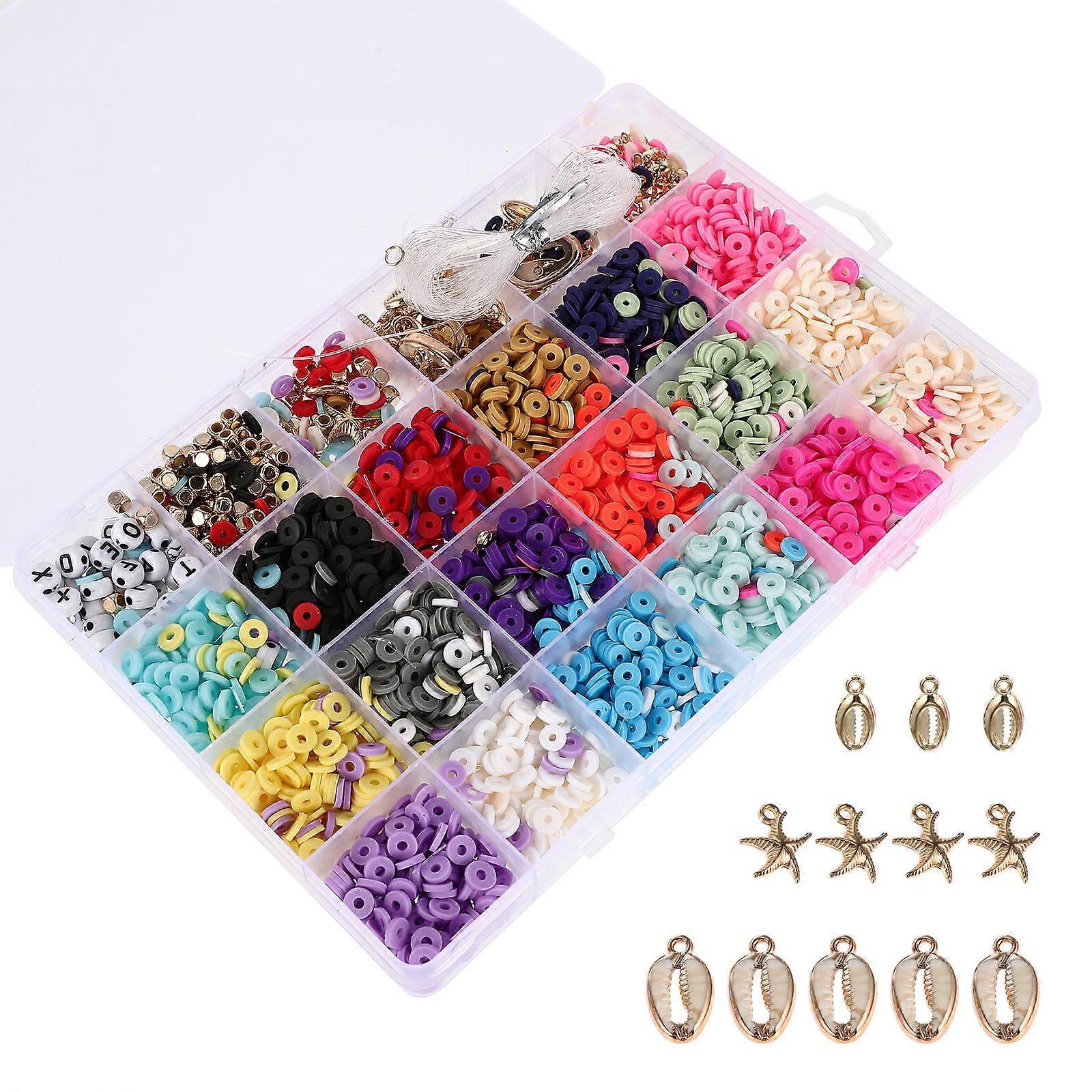 Multi-Function Bracelet Beads 2 Boxes Decorative Kit Delicate Clay Beads Ideal For Jewelry Creation And Craft Projects Assorted Color
