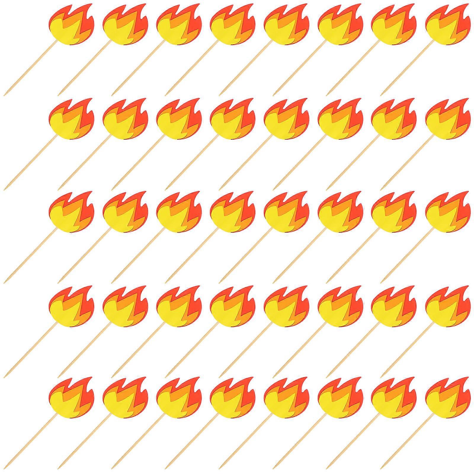 Flame Shaped Cupcake Picks 200 Pcs Fire Theme Cake Inserted Decor Suitable For Birthday Party Multi Decorations
