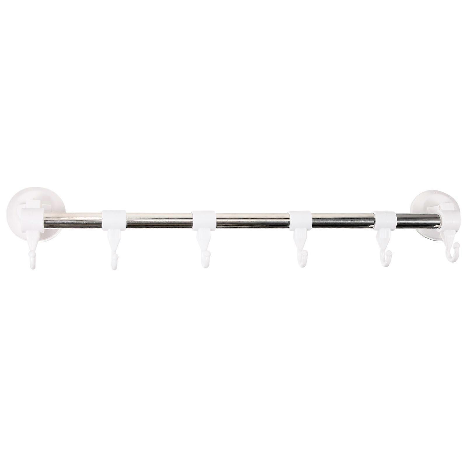Towel Rack Wall Mounted Kitchen Hooks Adjustable Bar with 6 Hooks 2Pcs