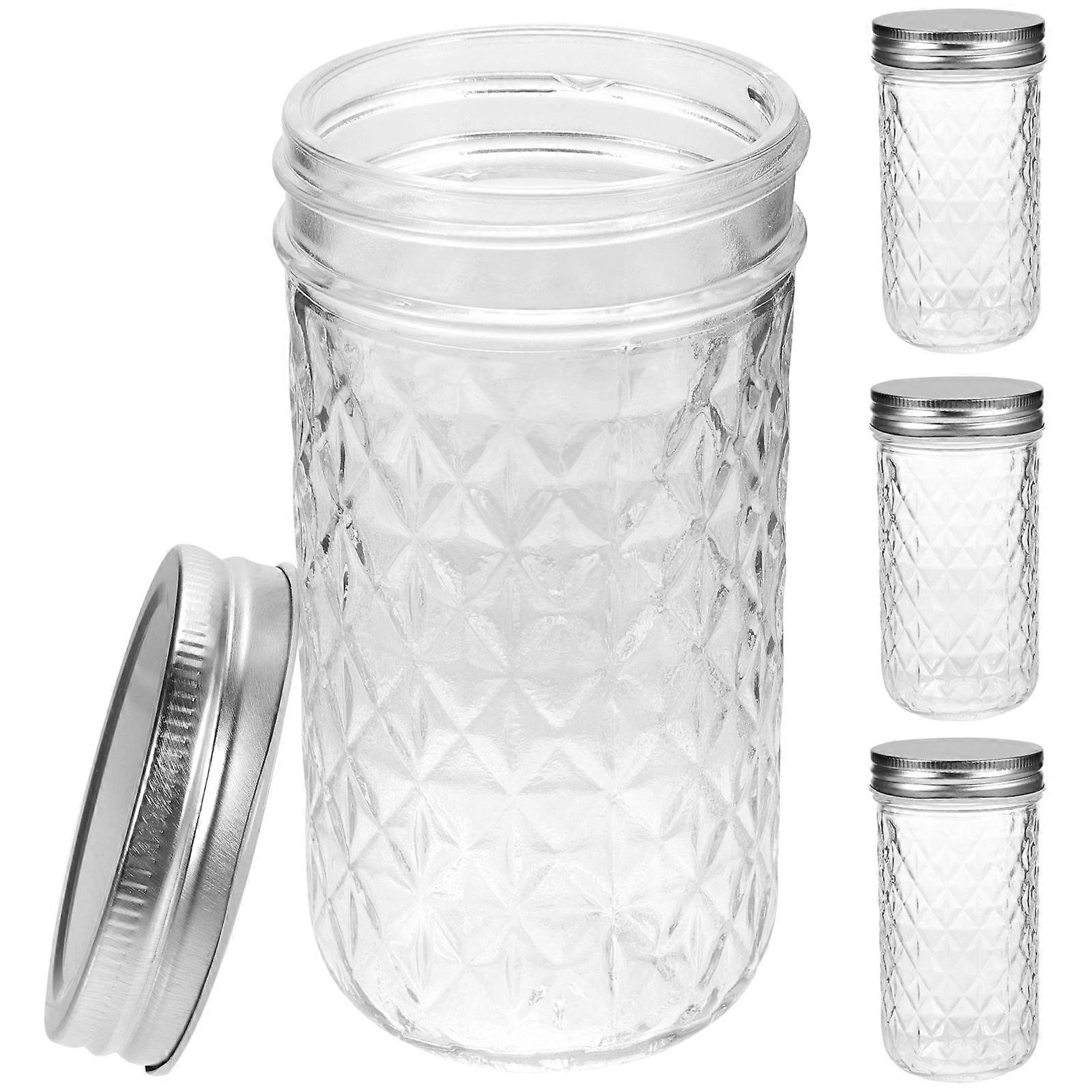 Sealing Jam Jars 4Pcs Transparent Glass Easy-to-Open Convenience Clear Jam Bottles for Storage