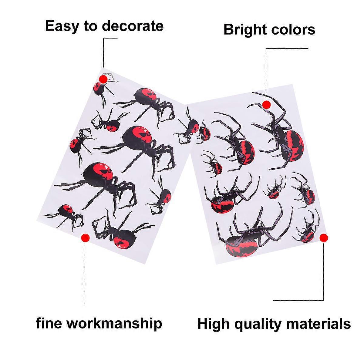 Halloween Window Decoration Bat Spider Stickers for 4Pcs Set