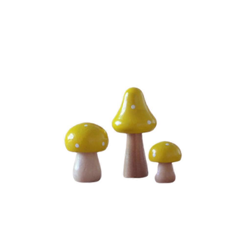 Yellow Simulated Mushroom Desktop Ornament for Micro Landscape 9Pcs Set