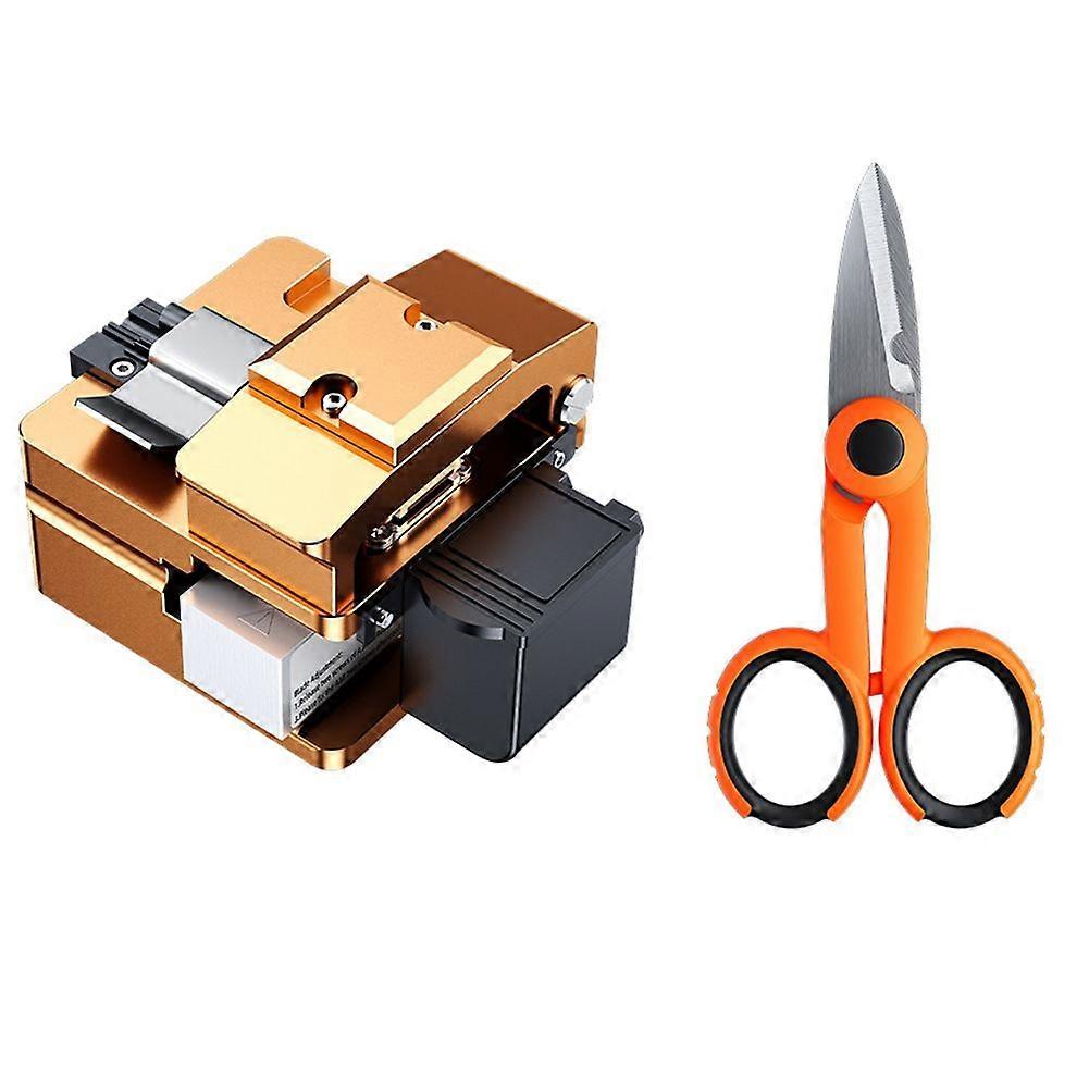 S09 Fiber Optic Cleaver+ Scissors Light Optical Fiber Fusion Splicer Cutter FTTH Fiber Cold Connect