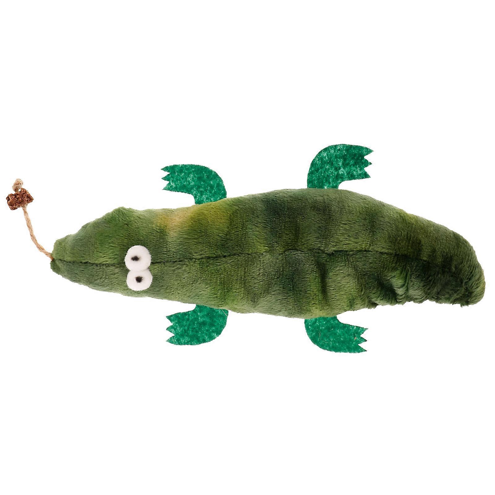 Cat Teasing Toy Plush Crocodile for Cat Exercise 2Pcs Green Design