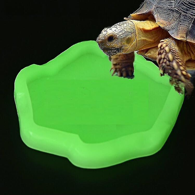 Bird Cage Bird Baths Lizard Resin Food Bowl Rock Reptile Drinking Tray Size:18x14x2cm Color:luminous Green