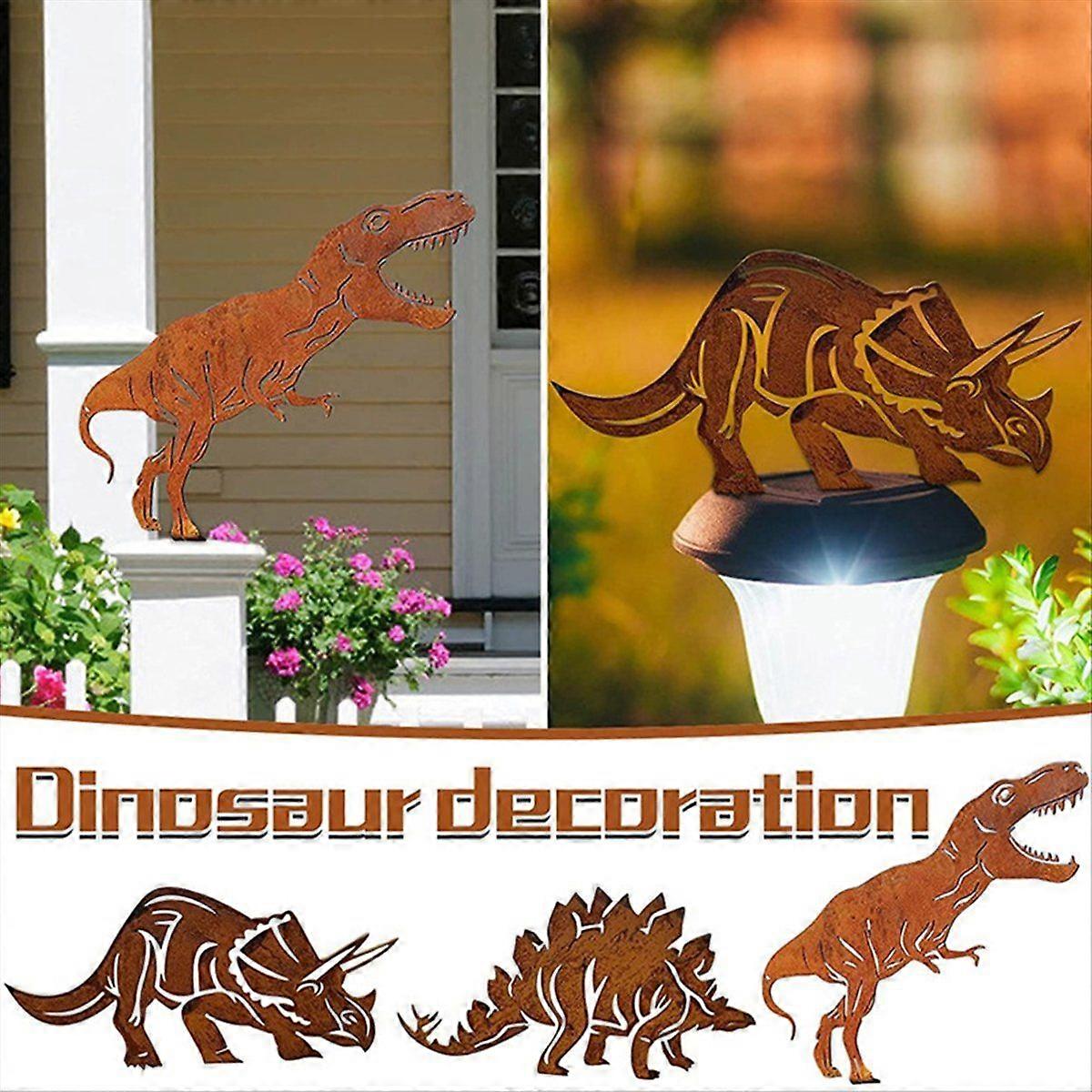 Metal Dinosaur Fence Post Topper, E