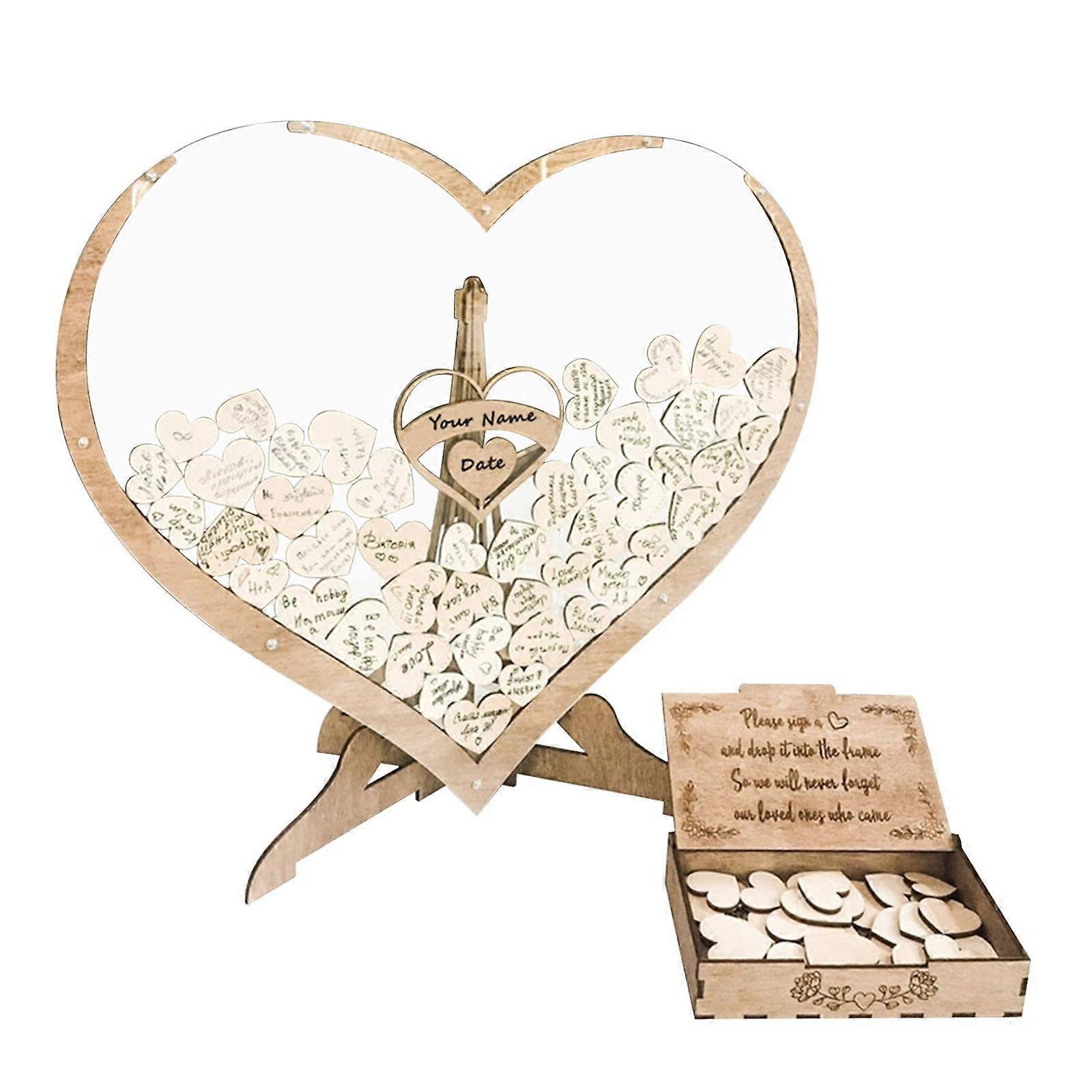 Romantic Heart Shaped Wedding Guest Book Drop Box Frame Party Decoration