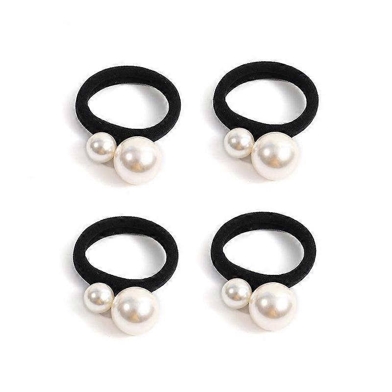 4PCS Big Pearl Hair Rope With Rubber Band,Headwear For Women