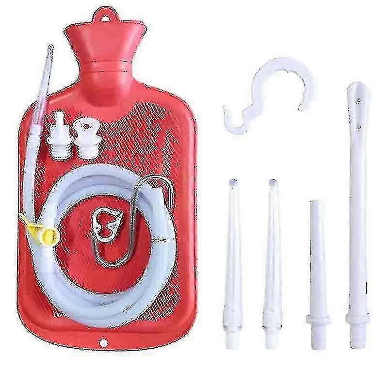 25-26 2L Enema Bag Kit with 3 Tips, 60-Inch Silicone Hose & Adjustable Flow Control for Home Use